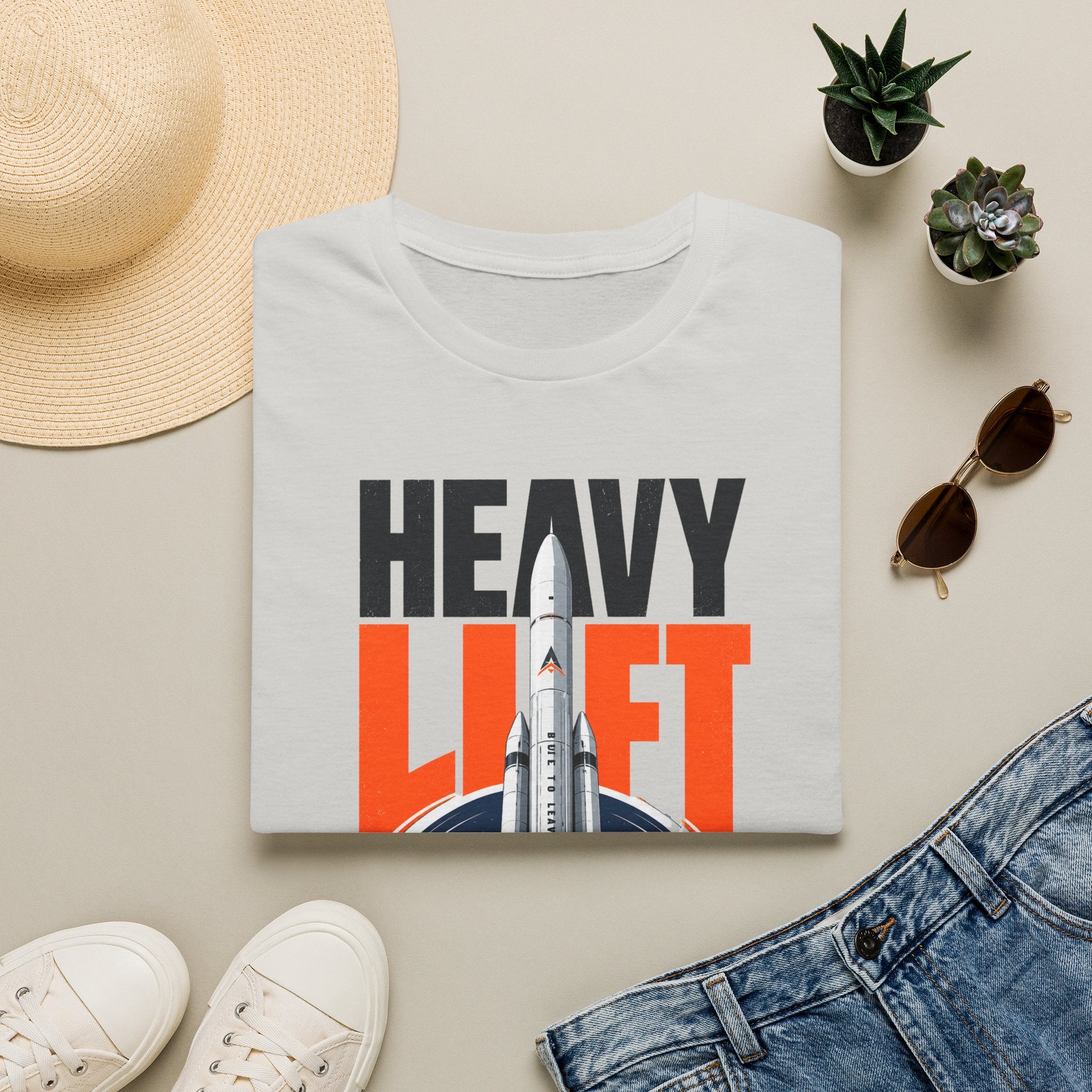Heavy Lift Rocket T-Shirt — Retro Space Launch Graphic Tee