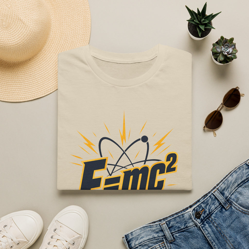 E=mc Atom Graphic T-Shirt — Retro Science Tee for Physics Lovers
