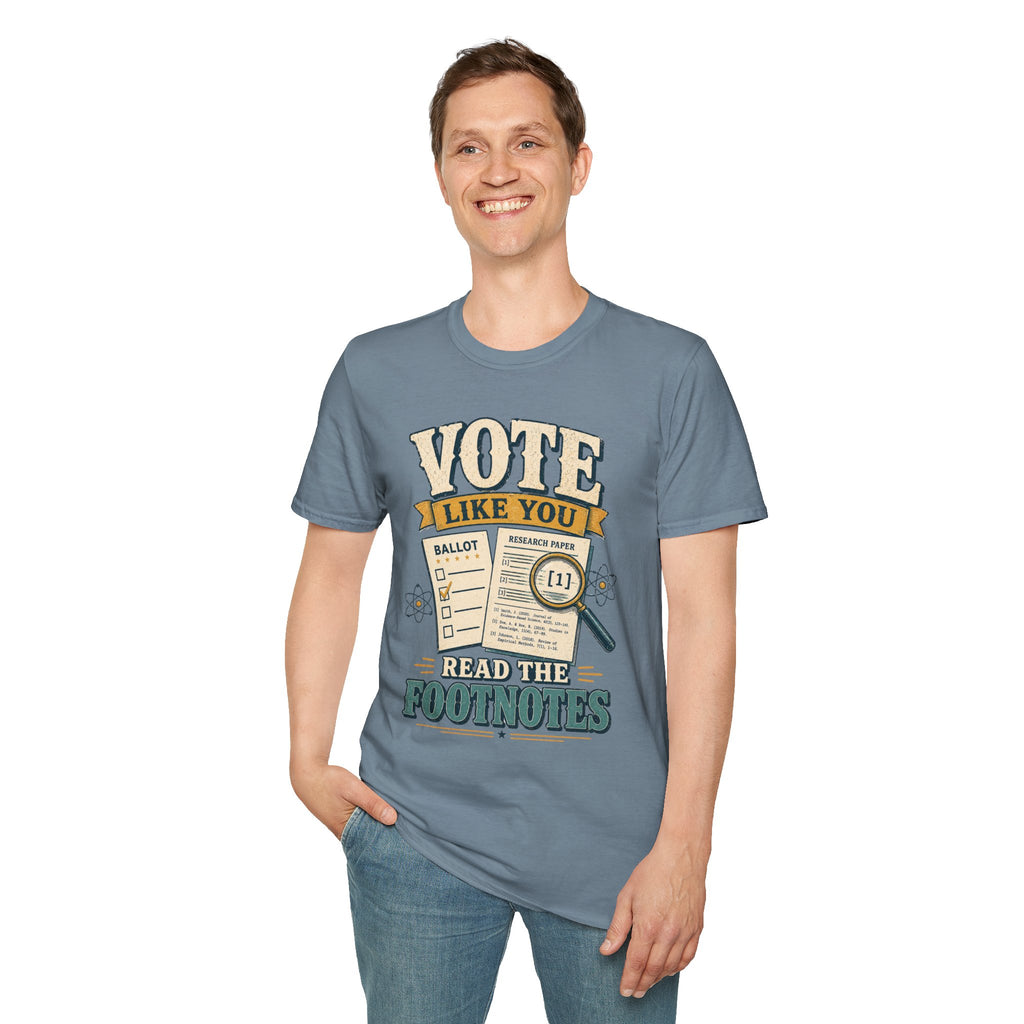 "Vote Like You Read the Footnotes" Vintage Voter Education Tee