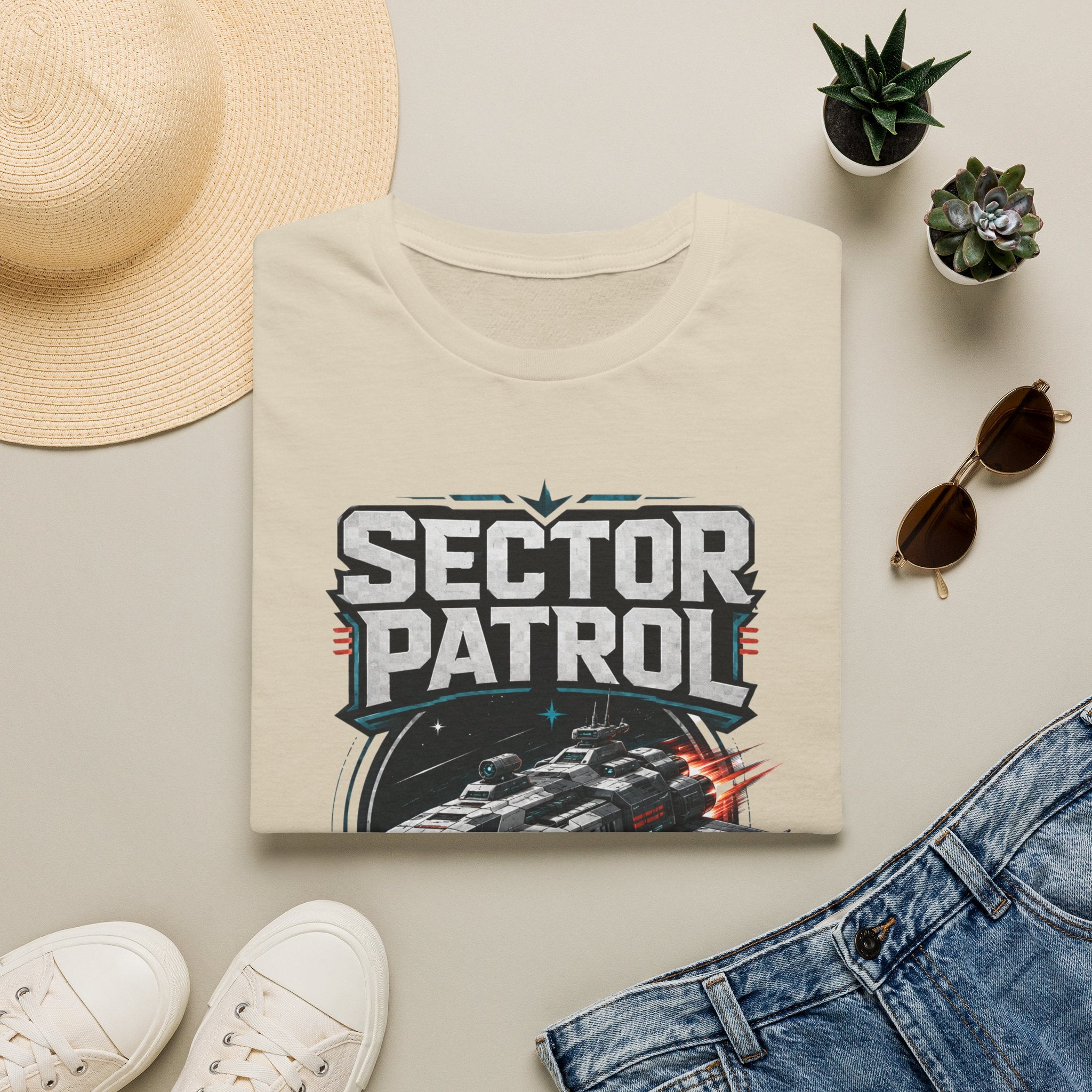 Sector Patrol T-Shirt — Sci‑Fi Space Fleet Badge Tee