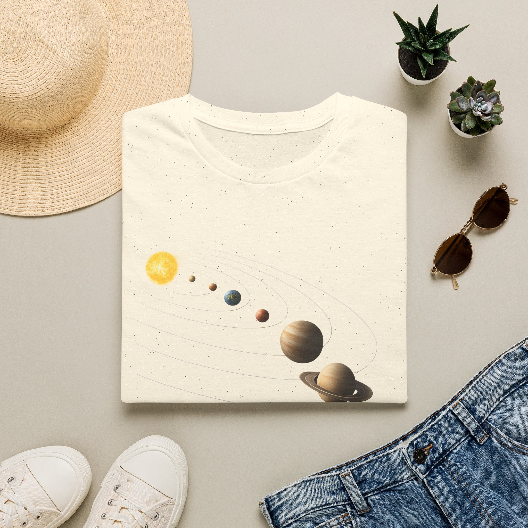 Solar System Graphic T-Shirt — Minimal Planet Lineup Tee