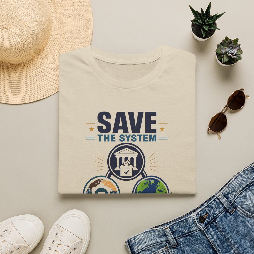 Save the System Graphic T-Shirt — Save Each Other, Save the Planet Eco Awareness Tee