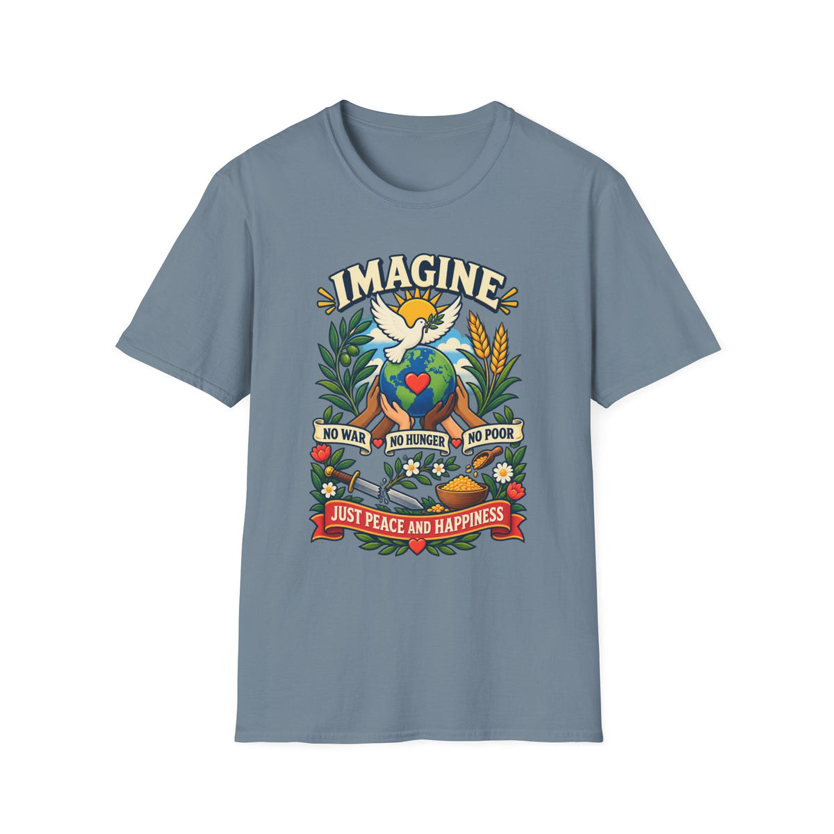 Imagine Peace T-Shirt — Dove, Earth & Plants Graphic Tee