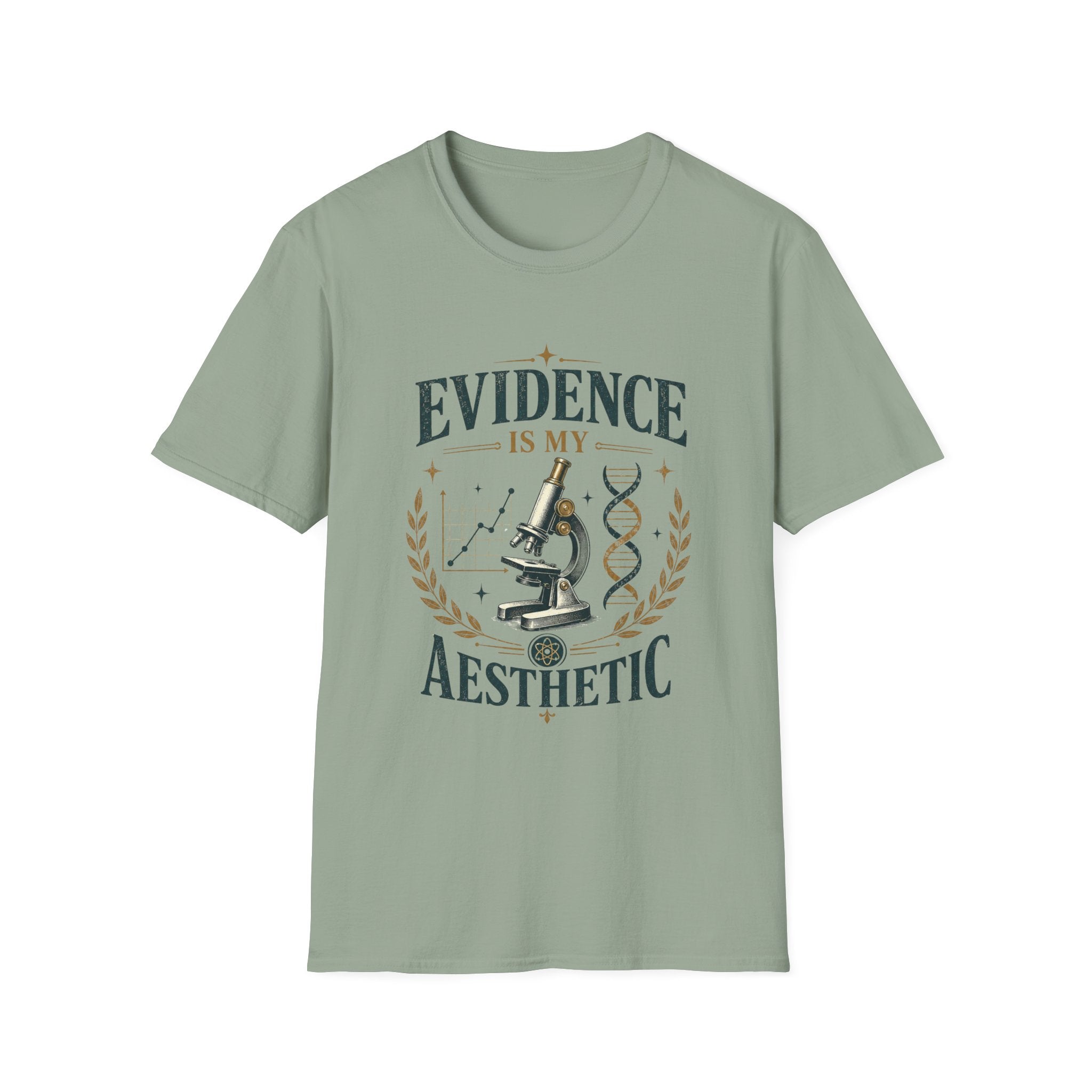 Evidence Is My Aesthetic T-Shirt — Science Lover Microscope DNA Tee