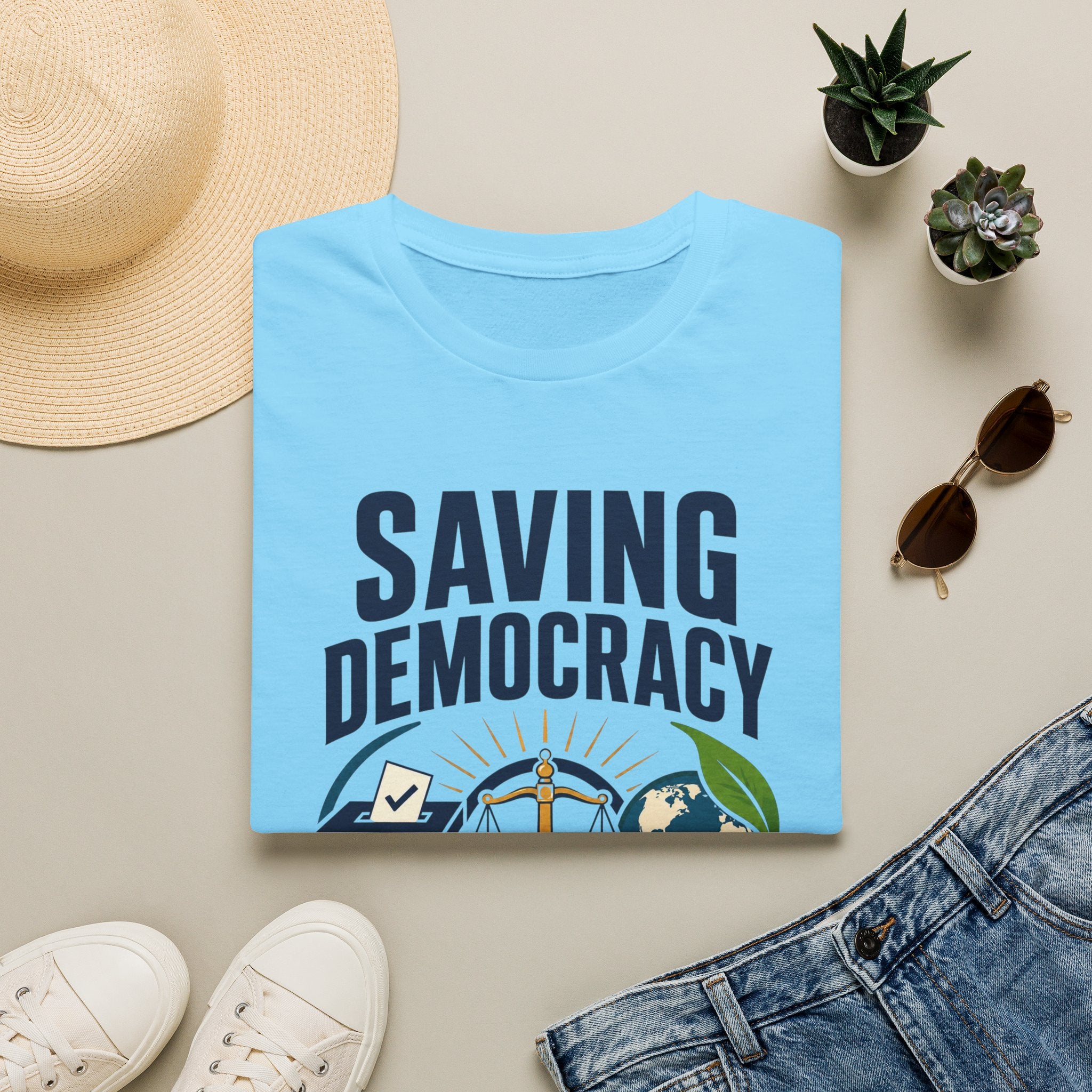 Saving Democracy T-Shirt — Equality & Sustainability Graphic Tee