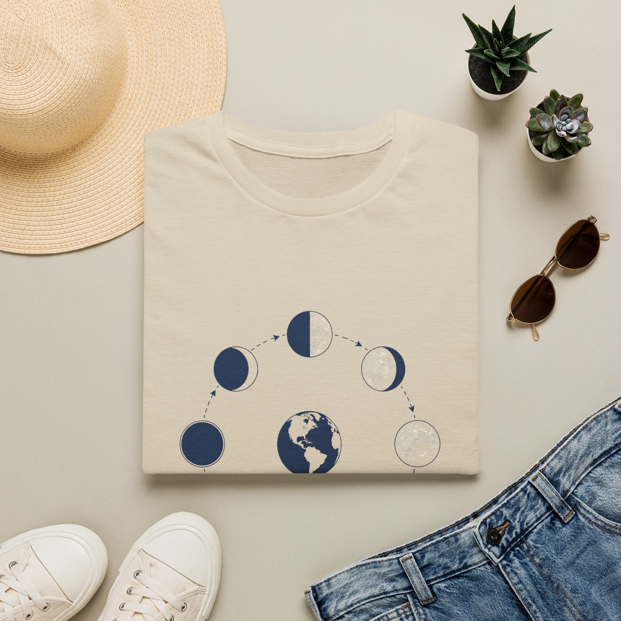 Moon Phase T-Shirt —Lunar Cycle Graphic Tee