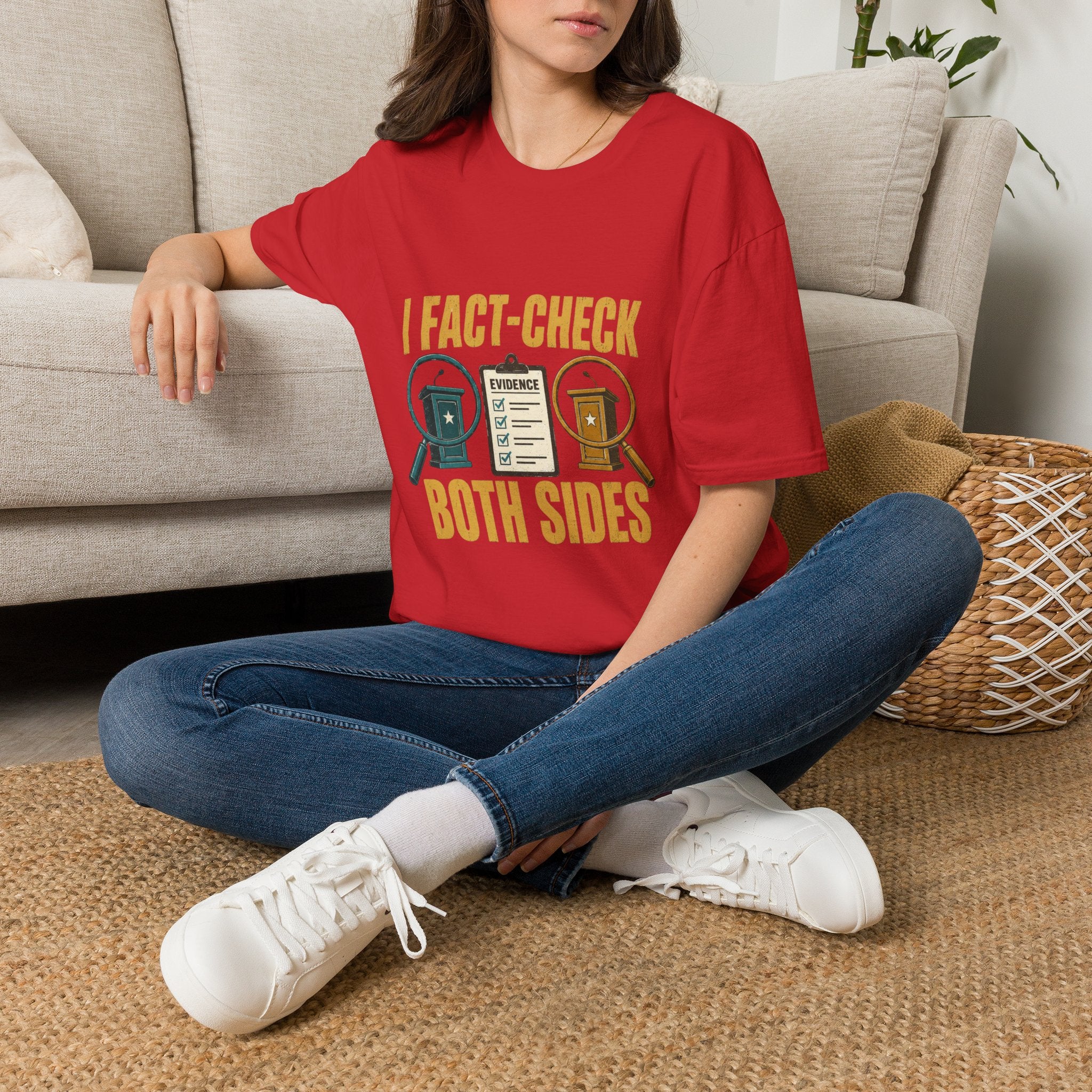 "I Fact-Check Both Sides" Graphic Tee (Humorous Political Skepticism)