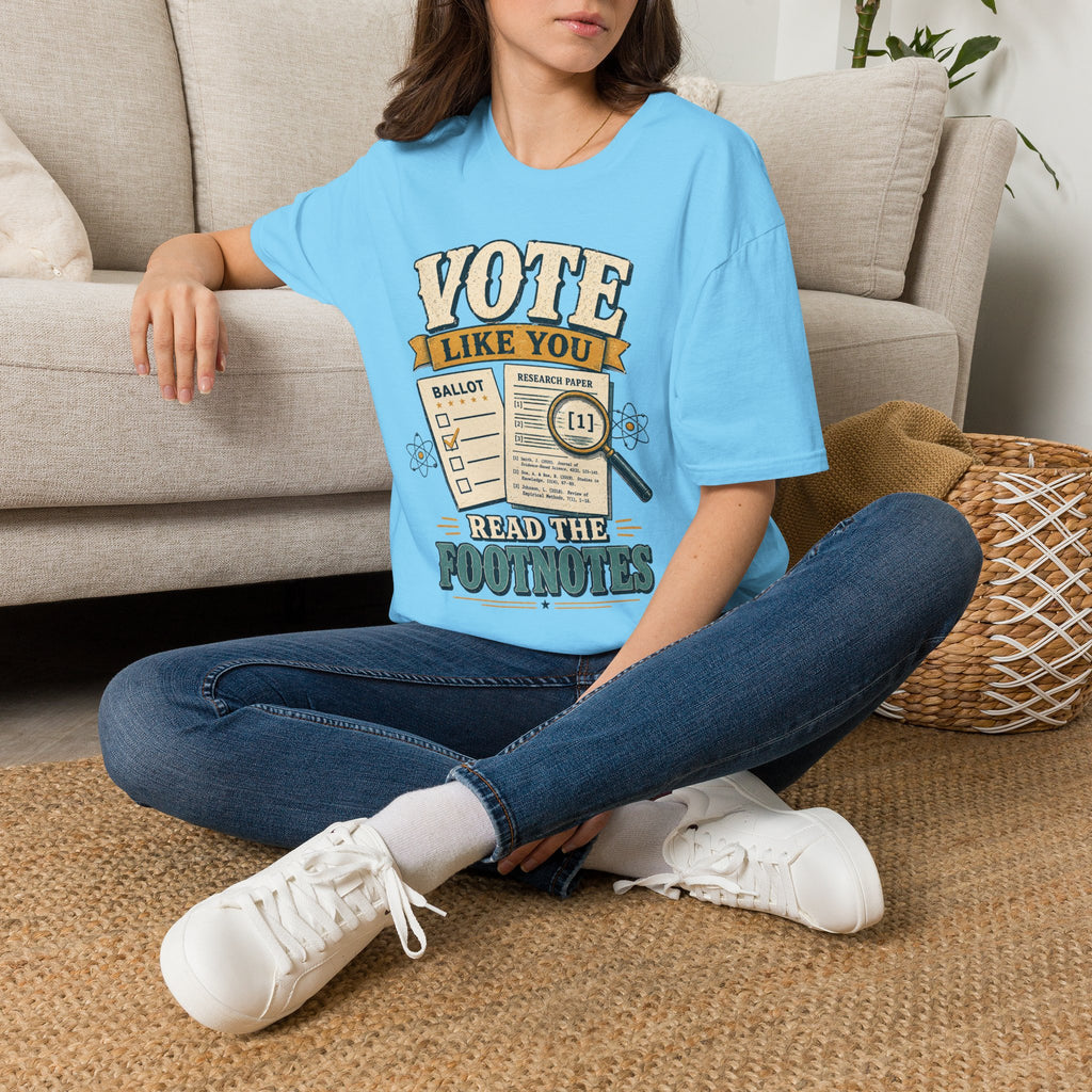 "Vote Like You Read the Footnotes" Vintage Voter Education Tee