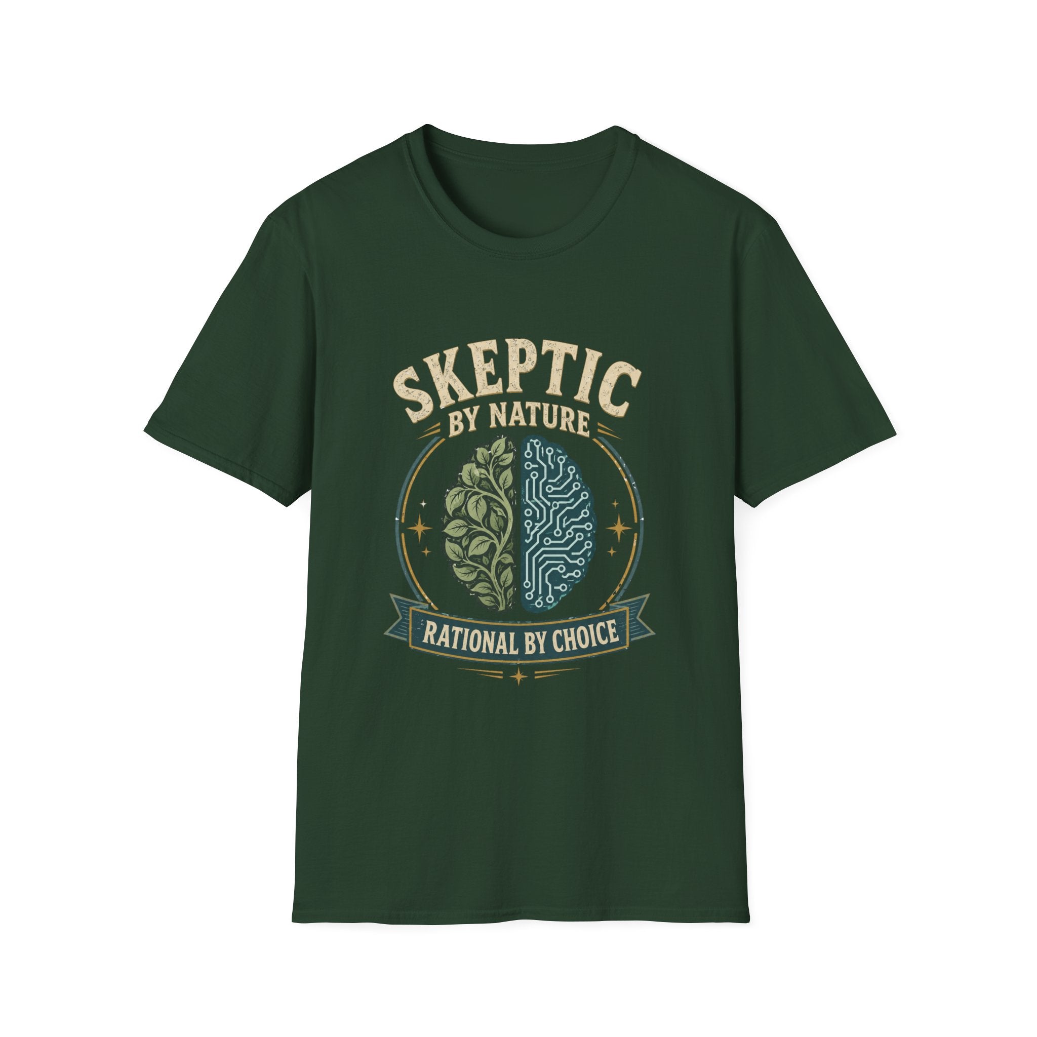 Skeptic by Nature T-Shirt — Brain Split Design ("Rational by Choice")