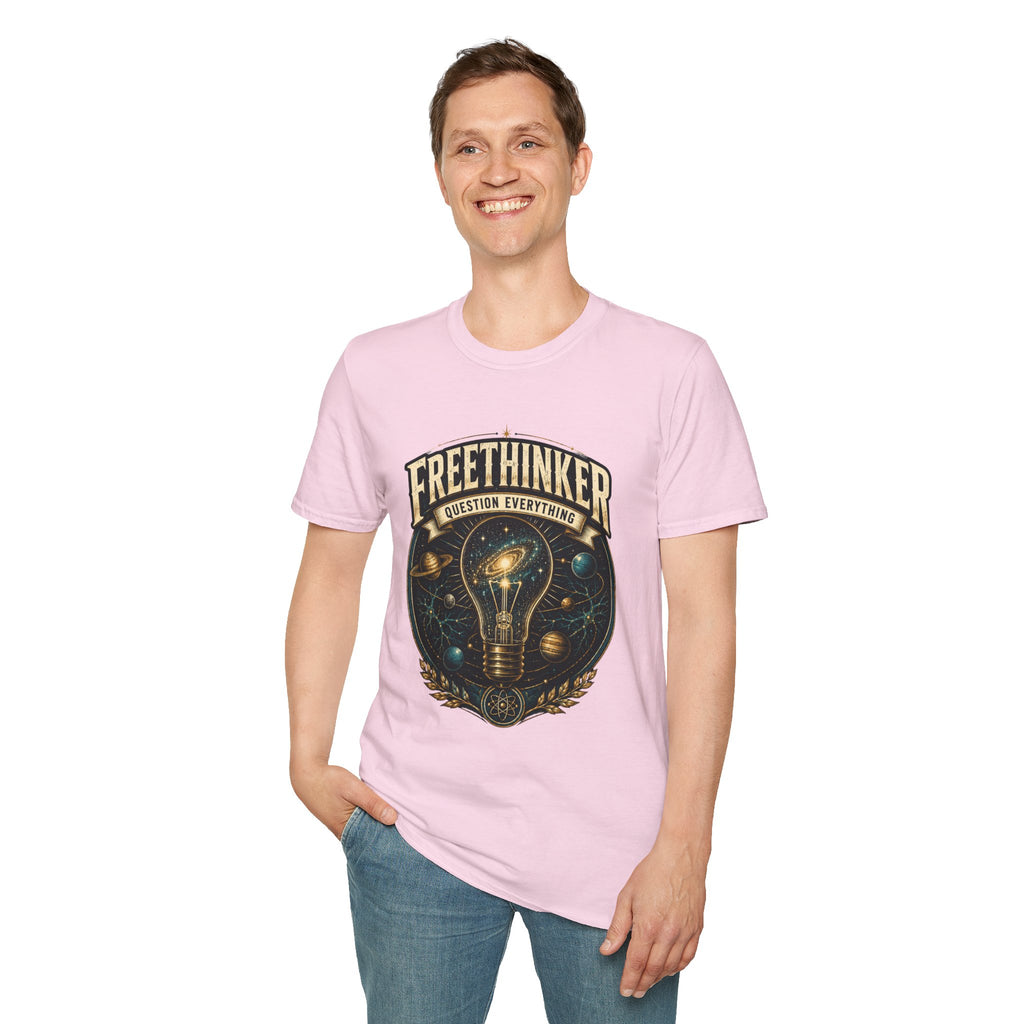 Freethinker Graphic T-Shirt — "Question Everything" Lightbulb Design