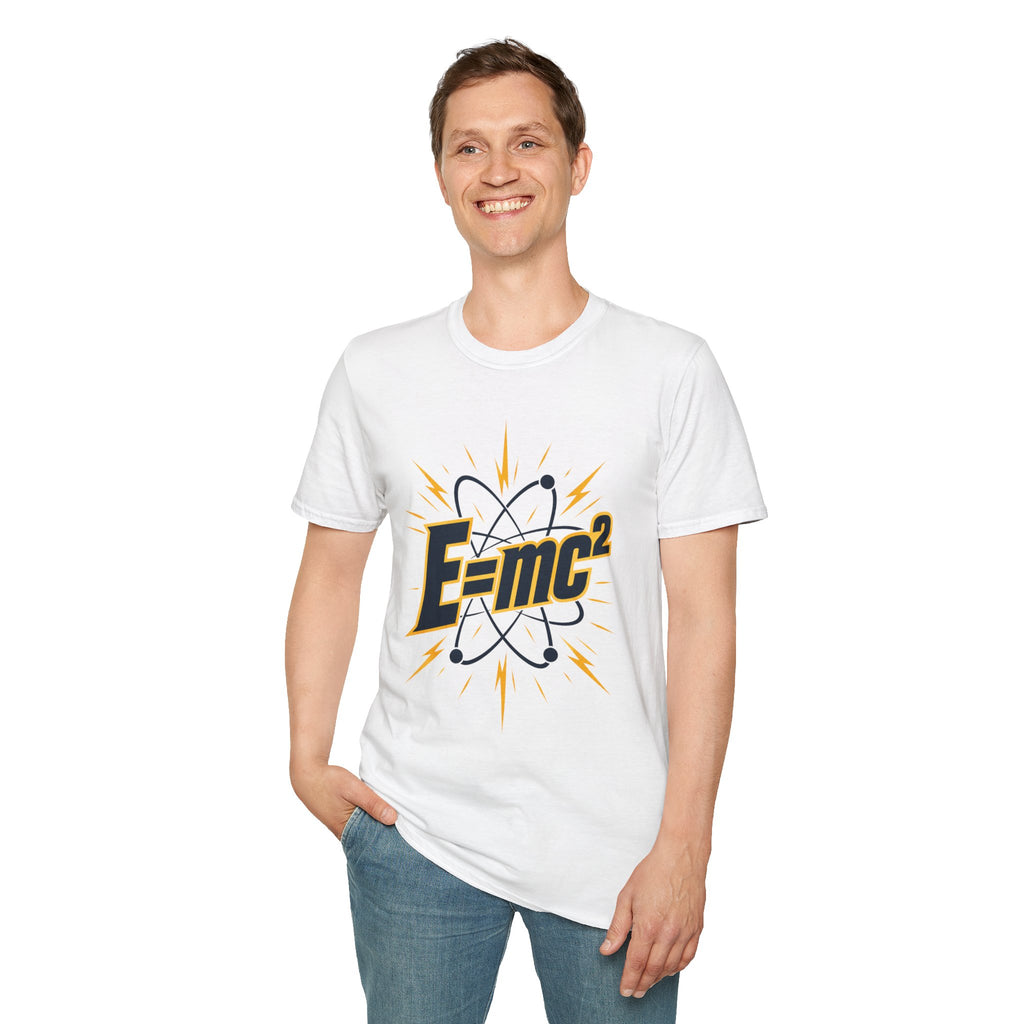 E=mc Atom Graphic T-Shirt — Retro Science Tee for Physics Lovers
