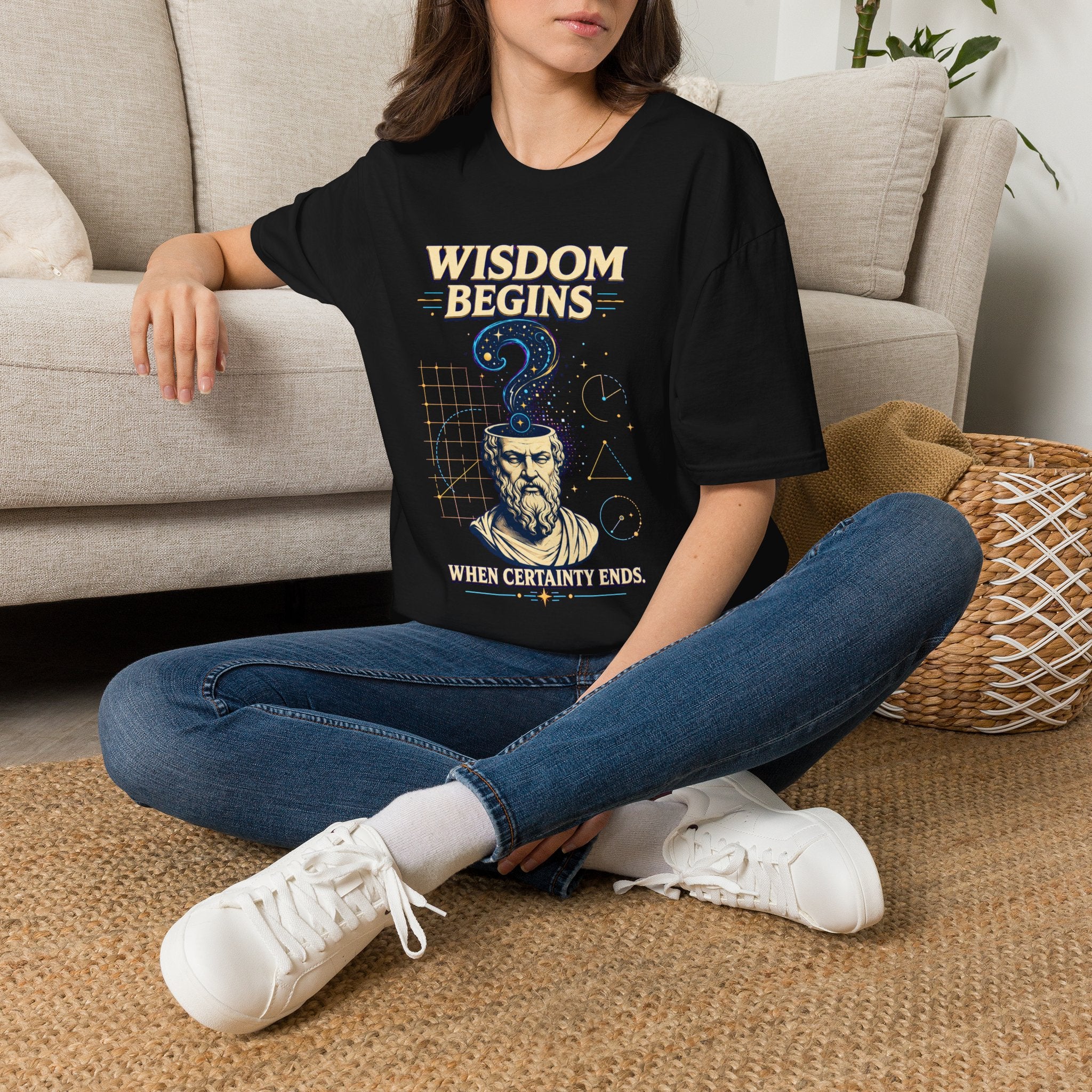 Wisdom Begins T-Shirt — "Wisdom Begins Where Certainty Ends" Philosophical Tee
