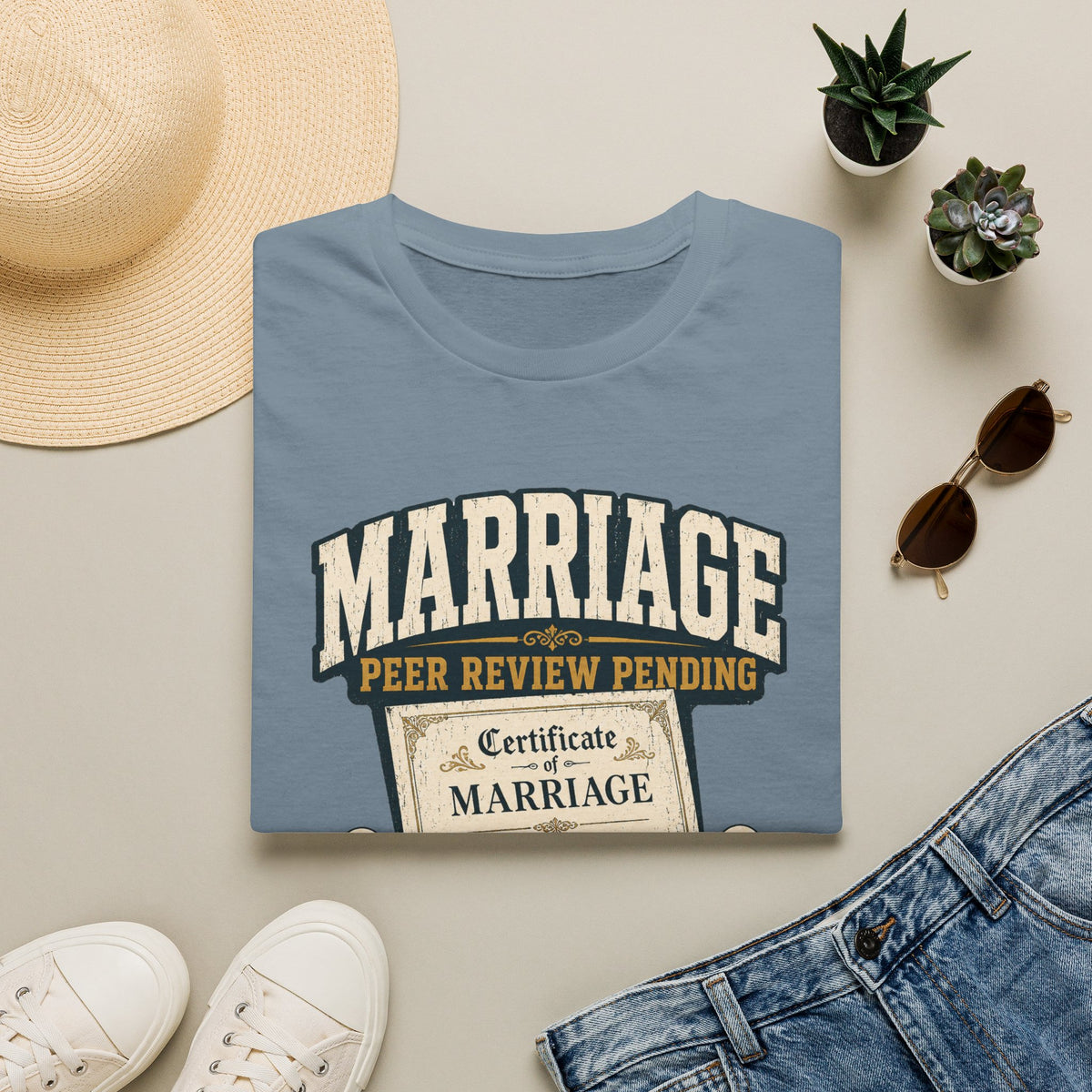 Marriage 'Peer Review Pending' T‑Shirt – Funny Engagement/Bridal Shower Tee