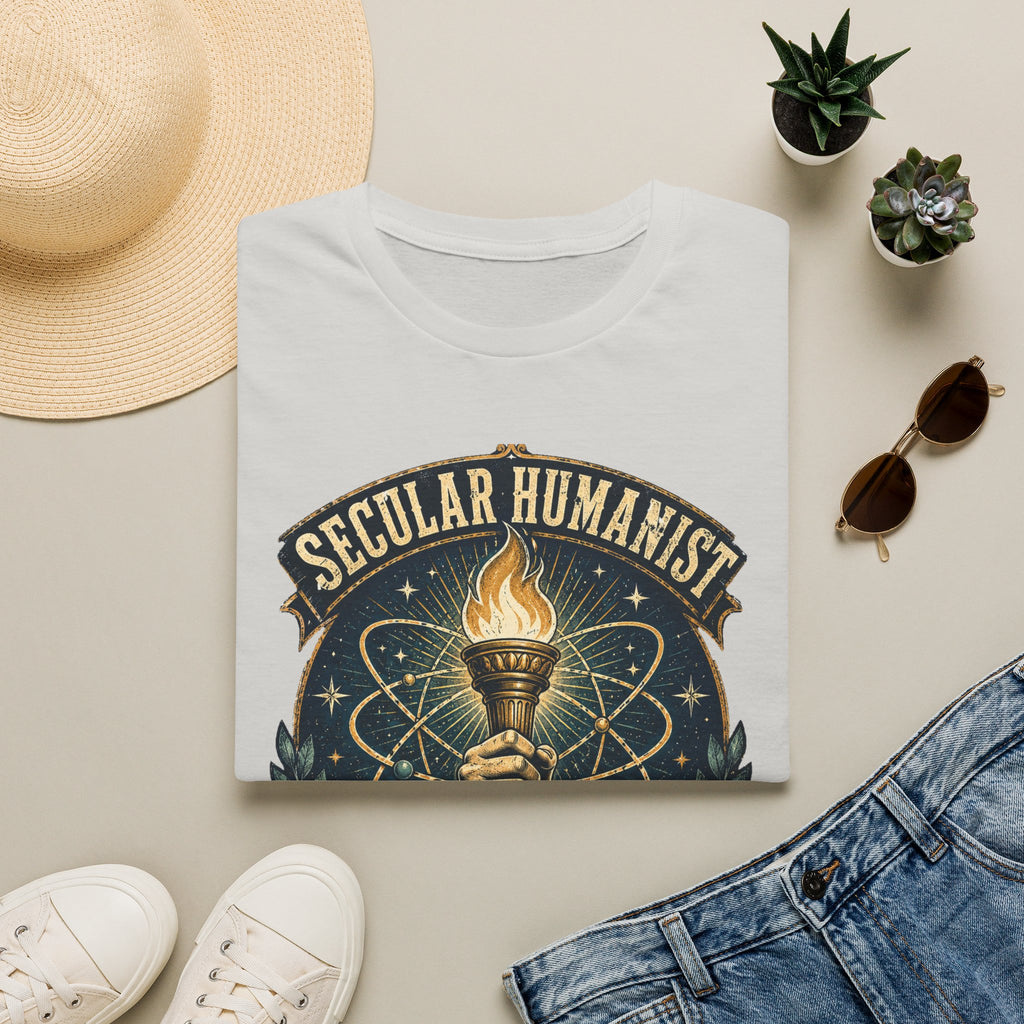 Secular Humanist T-Shirt — "Good Without God" Torch Graphic