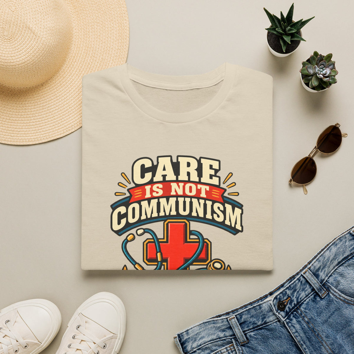 "Care Is Not Communism" Nurse/Healthcare Pride Tee