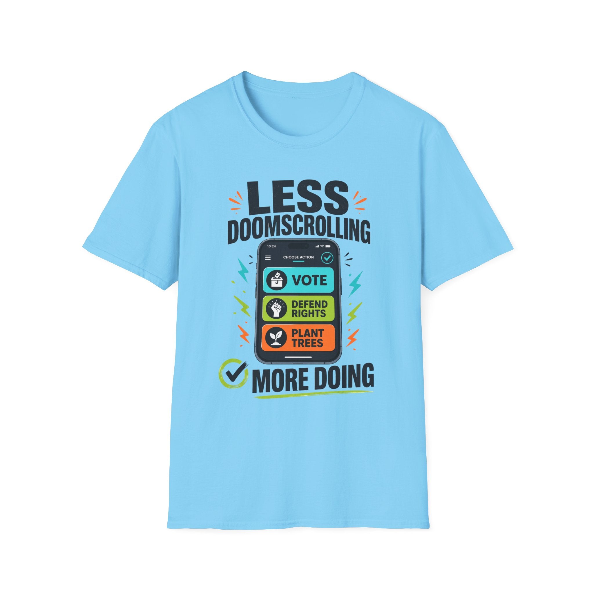 "Less Doomscrolling, More Doing" Motivational Graphic Tee