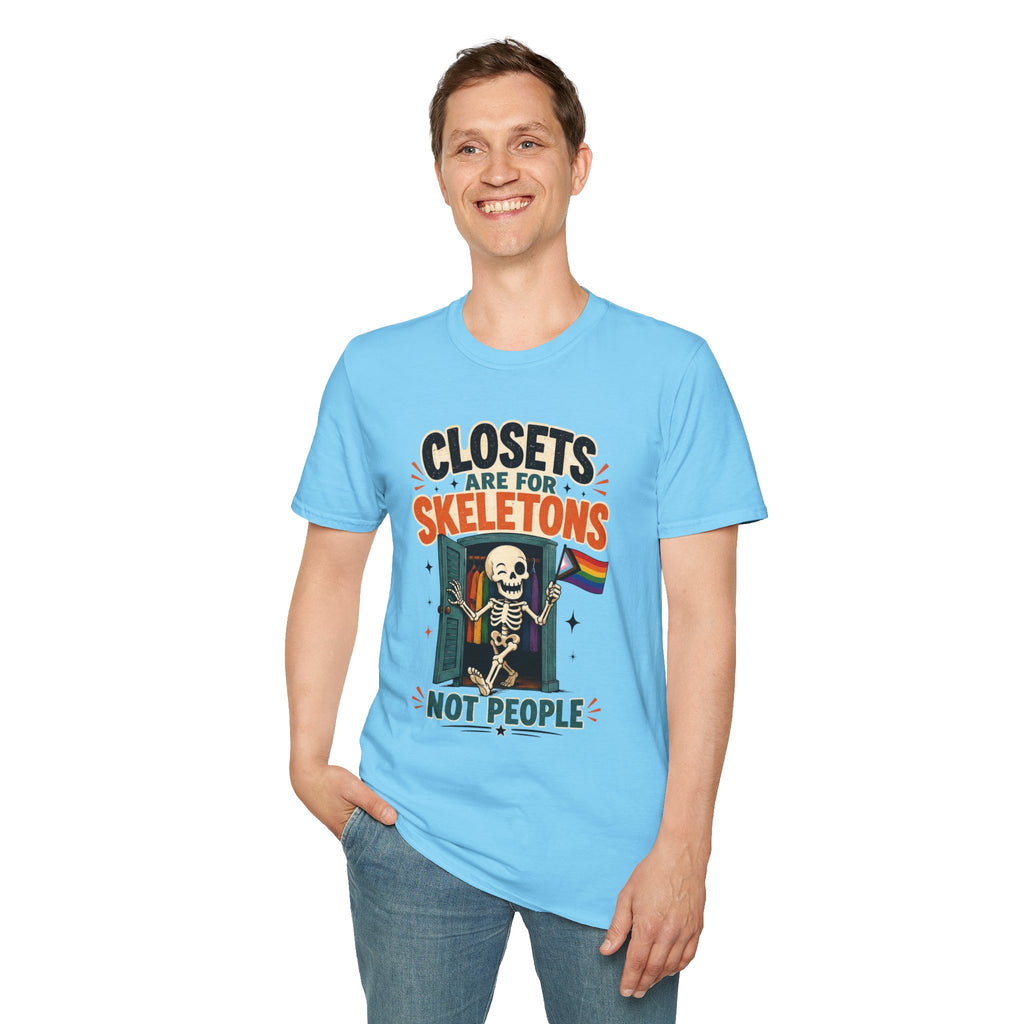 "Closets Are for Skeletons, Not People" Pride Graphic Tee