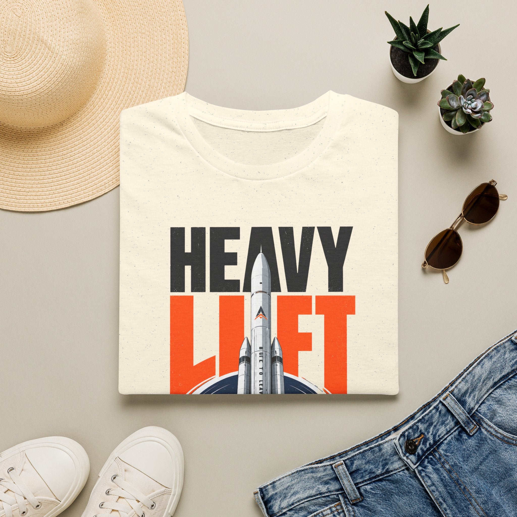 Heavy Lift Rocket T-Shirt — Retro Space Launch Graphic Tee