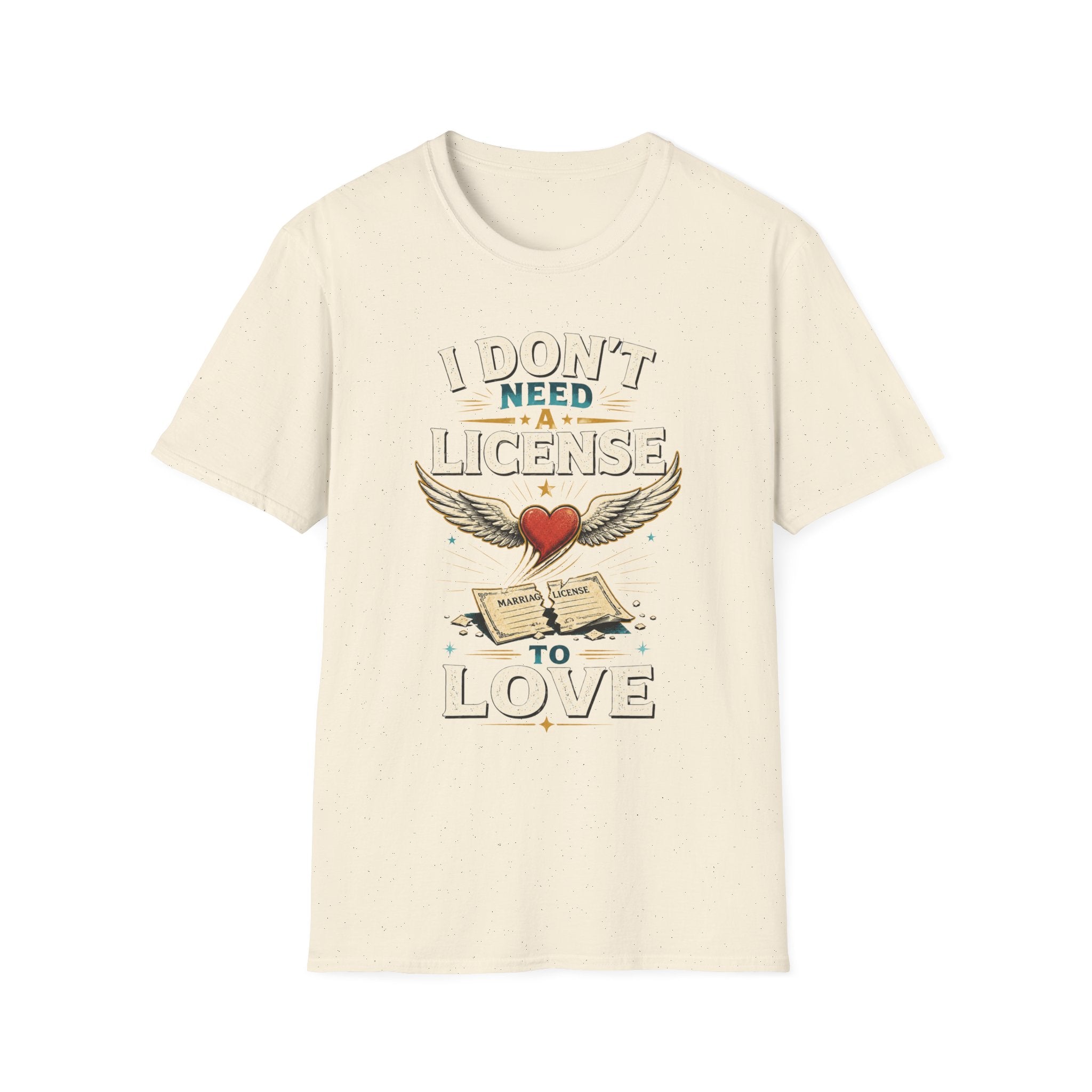 "I Don't Need a License to Love" Vintage Heart & Wings Design