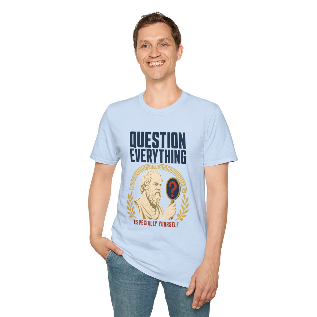 Question Everything T-Shirt — 'Question Everything, Especially Yourself' Vintage Statue Graphic Tee
