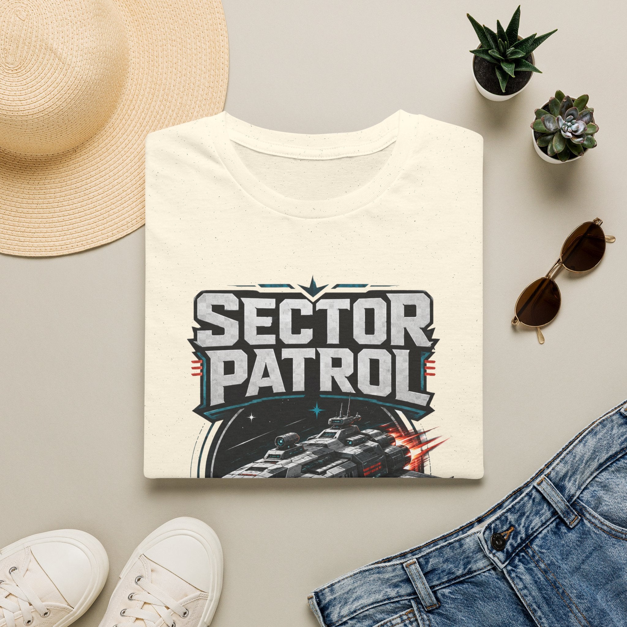 Sector Patrol T-Shirt — Sci‑Fi Space Fleet Badge Tee