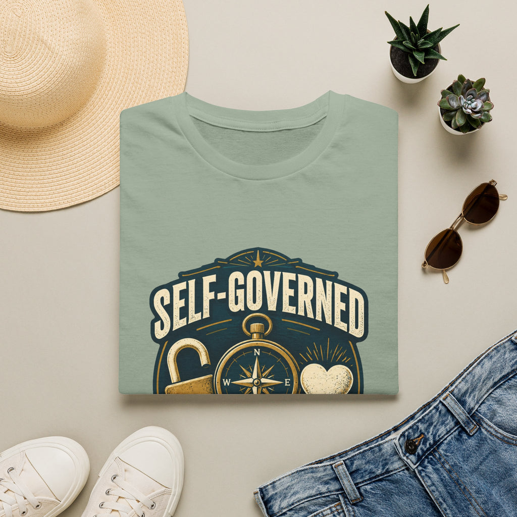 Self-Governed Compass T-Shirt — “Self-Governed: Relationship Status Free Agent” Graphic Tee