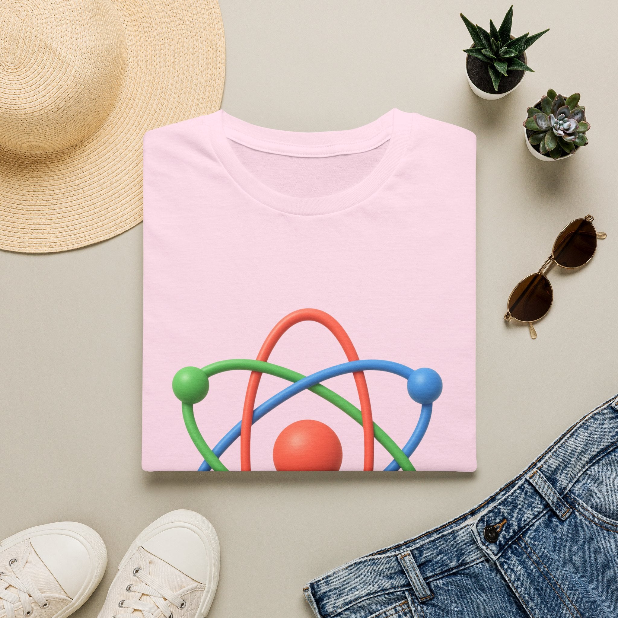 Atom Science T‑Shirt — Colorful 3D Atom Graphic Tee for Science Lovers