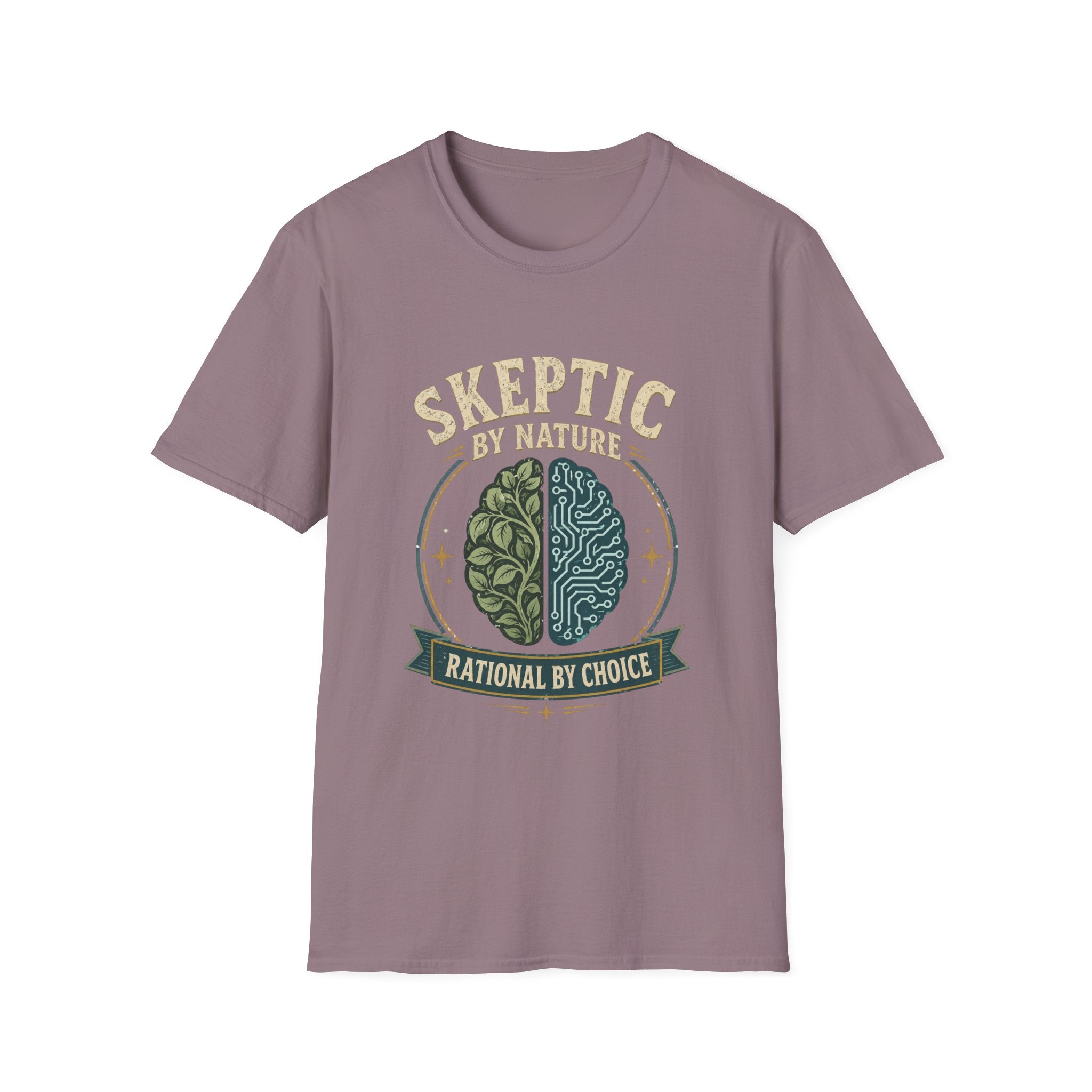 Skeptic by Nature T-Shirt — Brain Split Design ("Rational by Choice")
