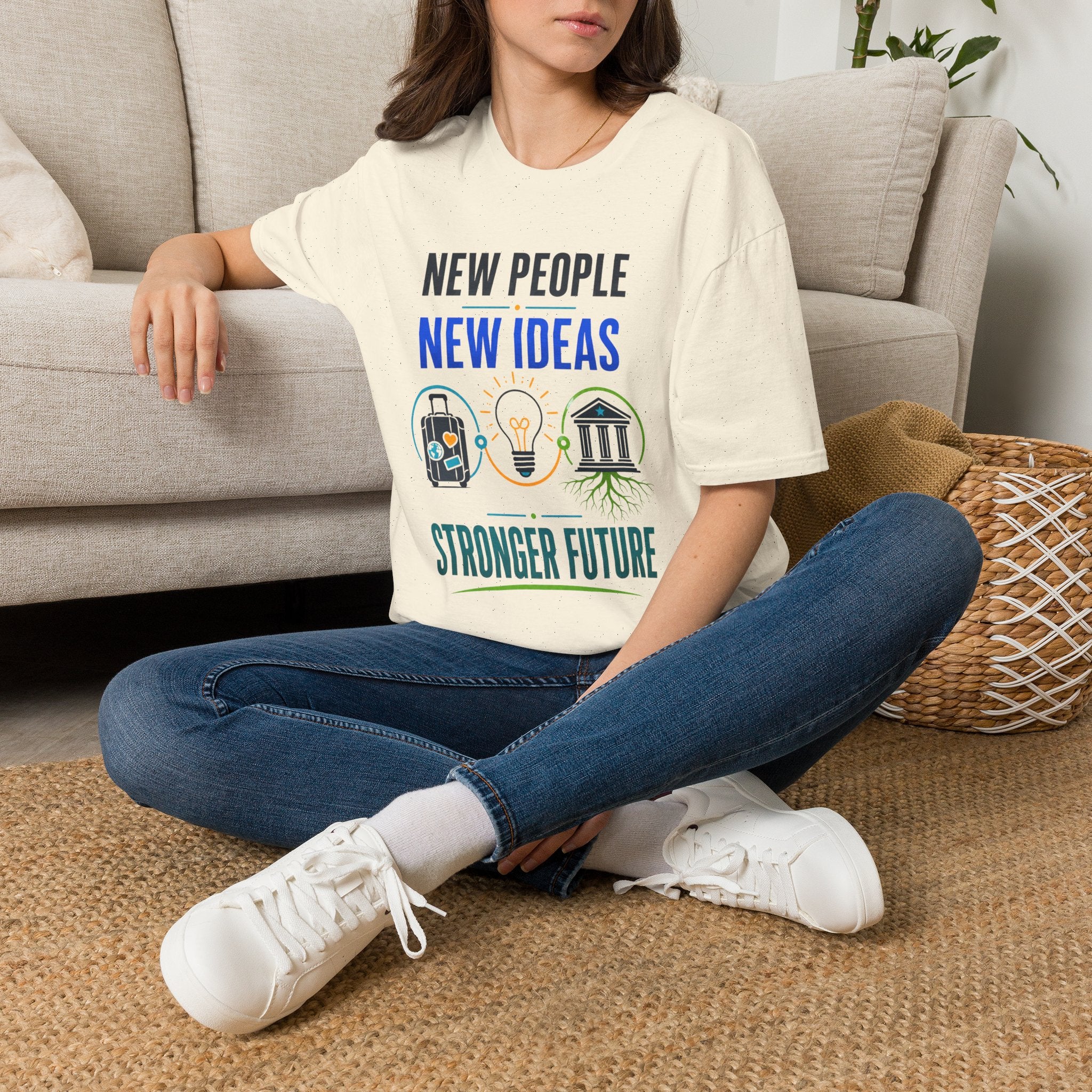 T-Shirt — "New People New Ideas, Stronger Future" Inspirational Graphic Tee
