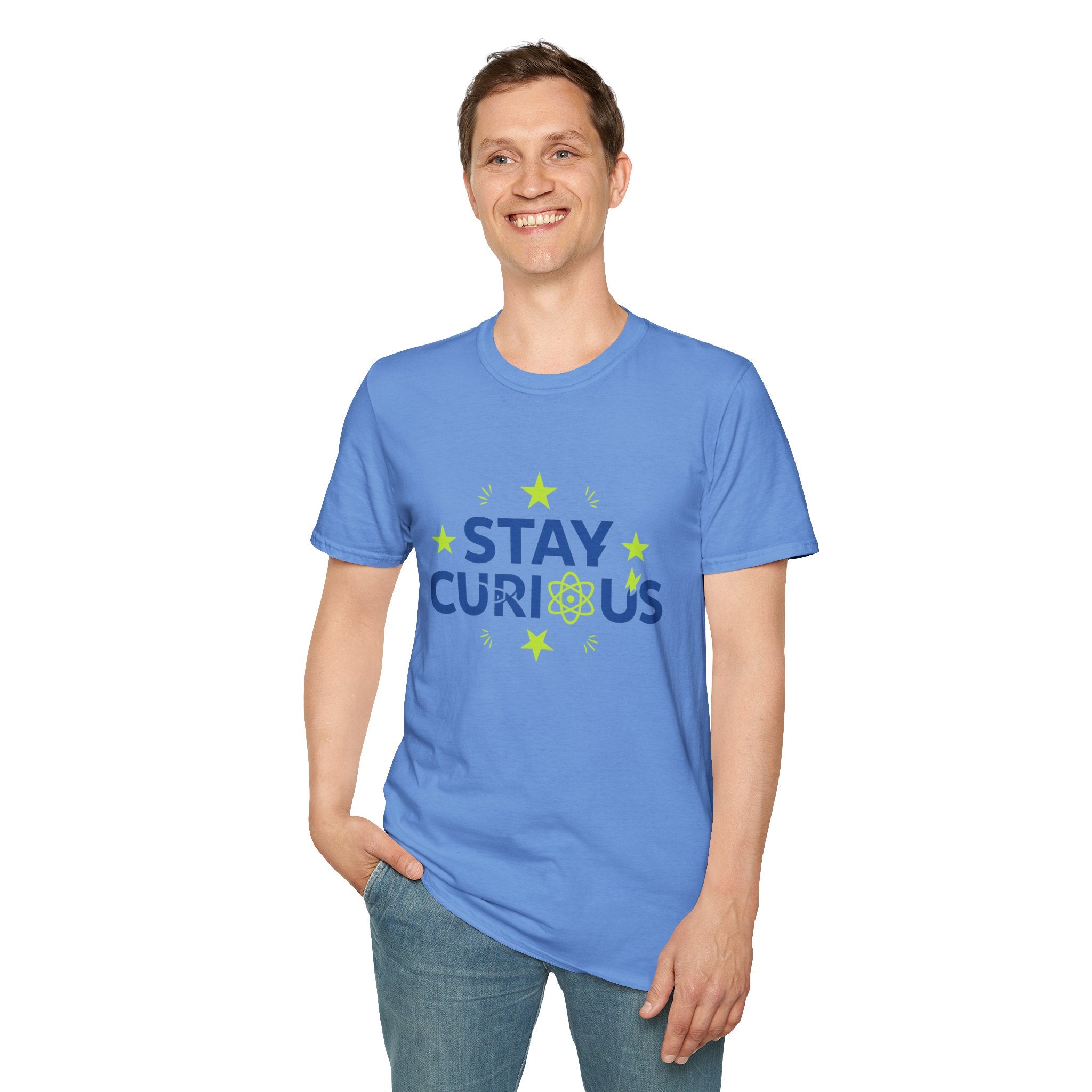 Stay Curious T-Shirt — STEM Science Tee with Atom & Stars