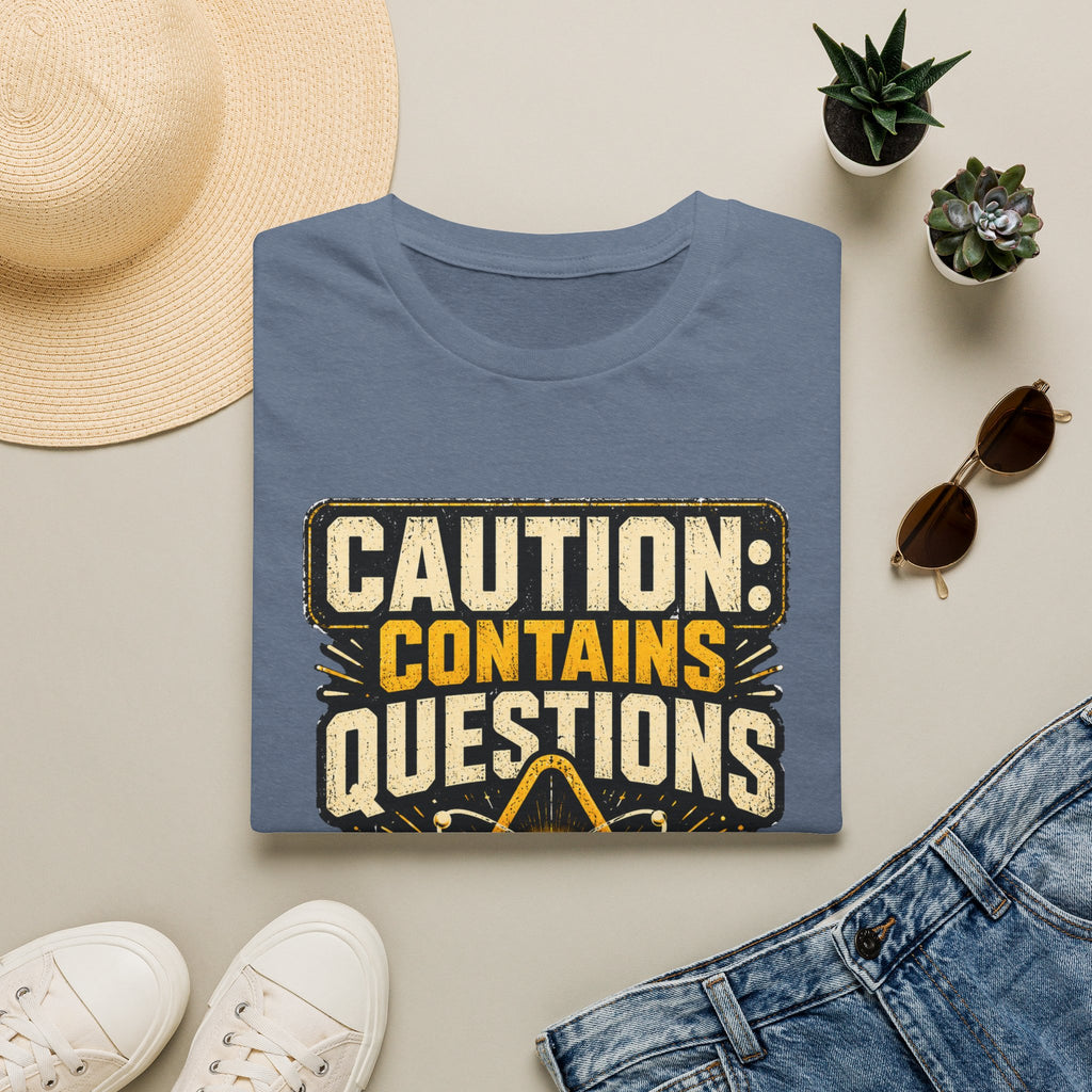 Caution: Contains Questions T-Shirt — Handle With Critical Thinking Graphic Tee