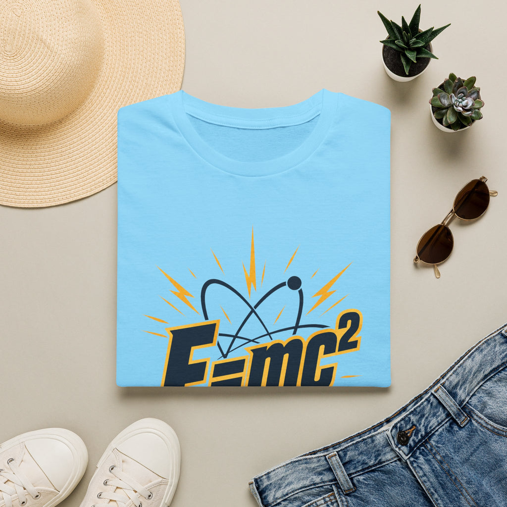E=mc Atom Graphic T-Shirt — Retro Science Tee for Physics Lovers