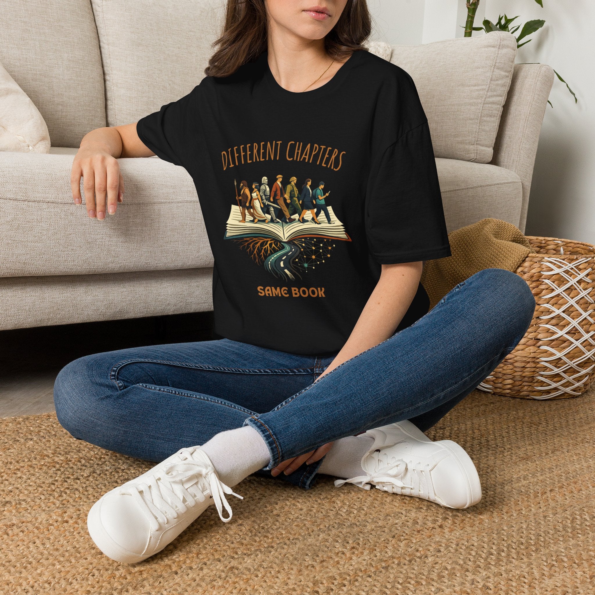 Different Chapters Same Book T-Shirt — Inspirational Reading & Life Journey Tee