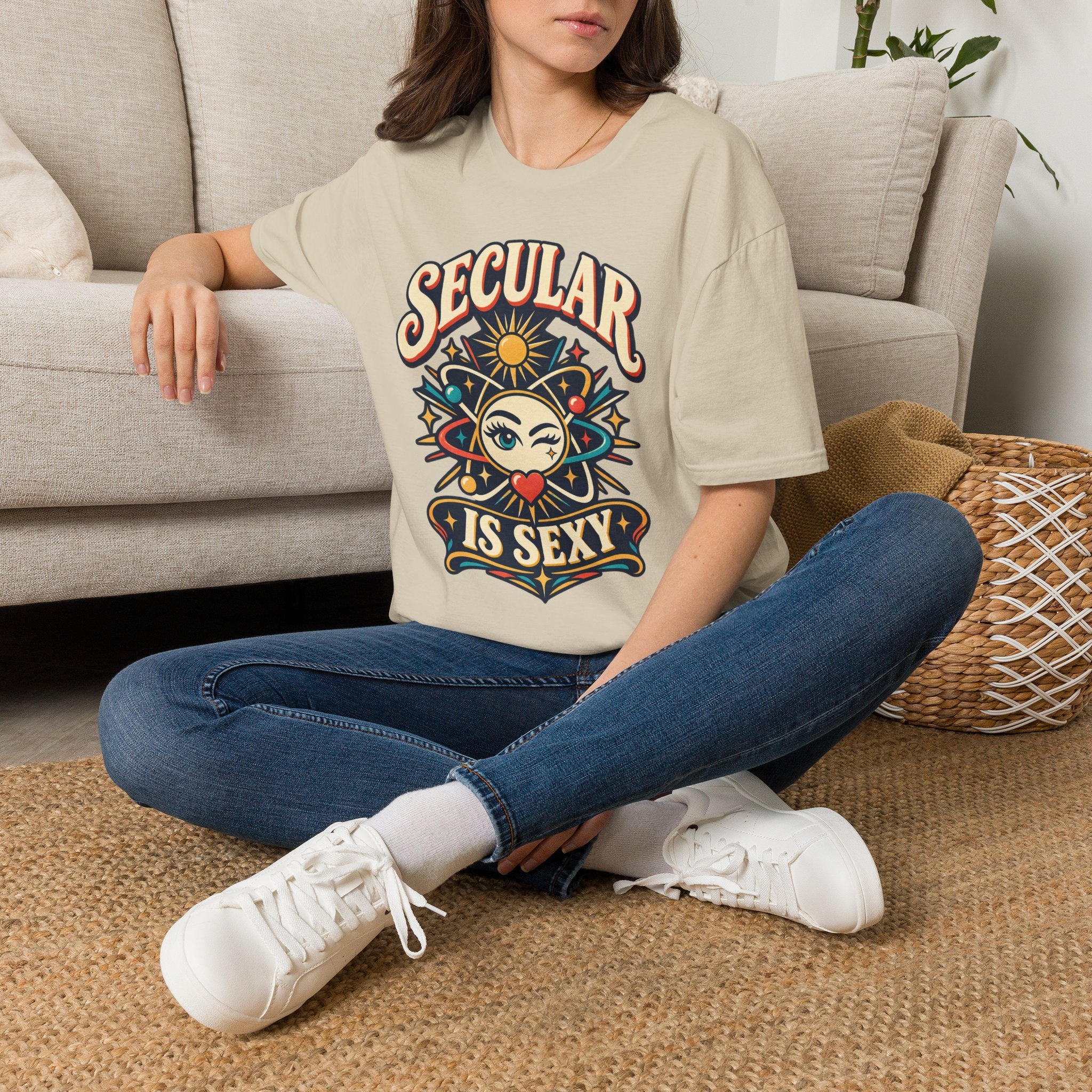 Secular Is Sexy T-Shirt — Retro Spiritual Sun Graphic Tee