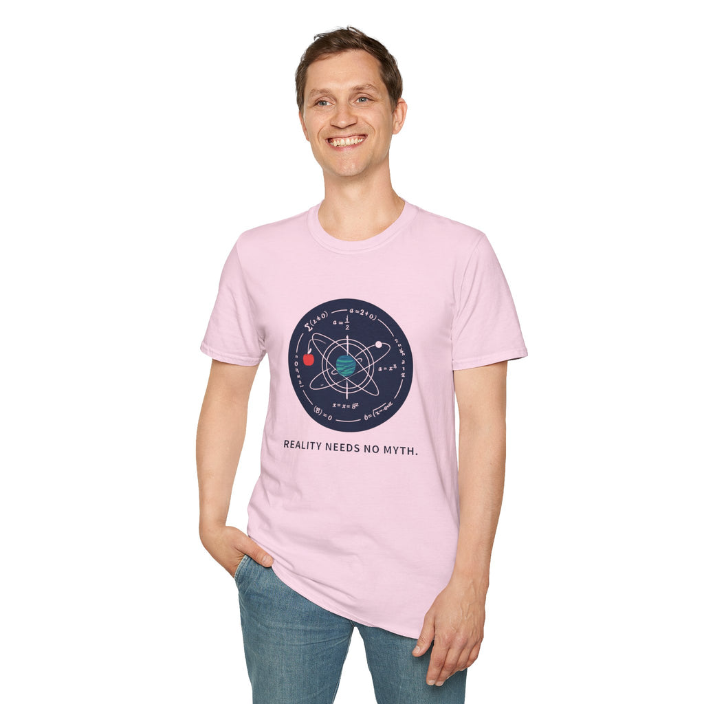 Science Atom Graphic T-Shirt — "Reality Needs No Myth" Tee