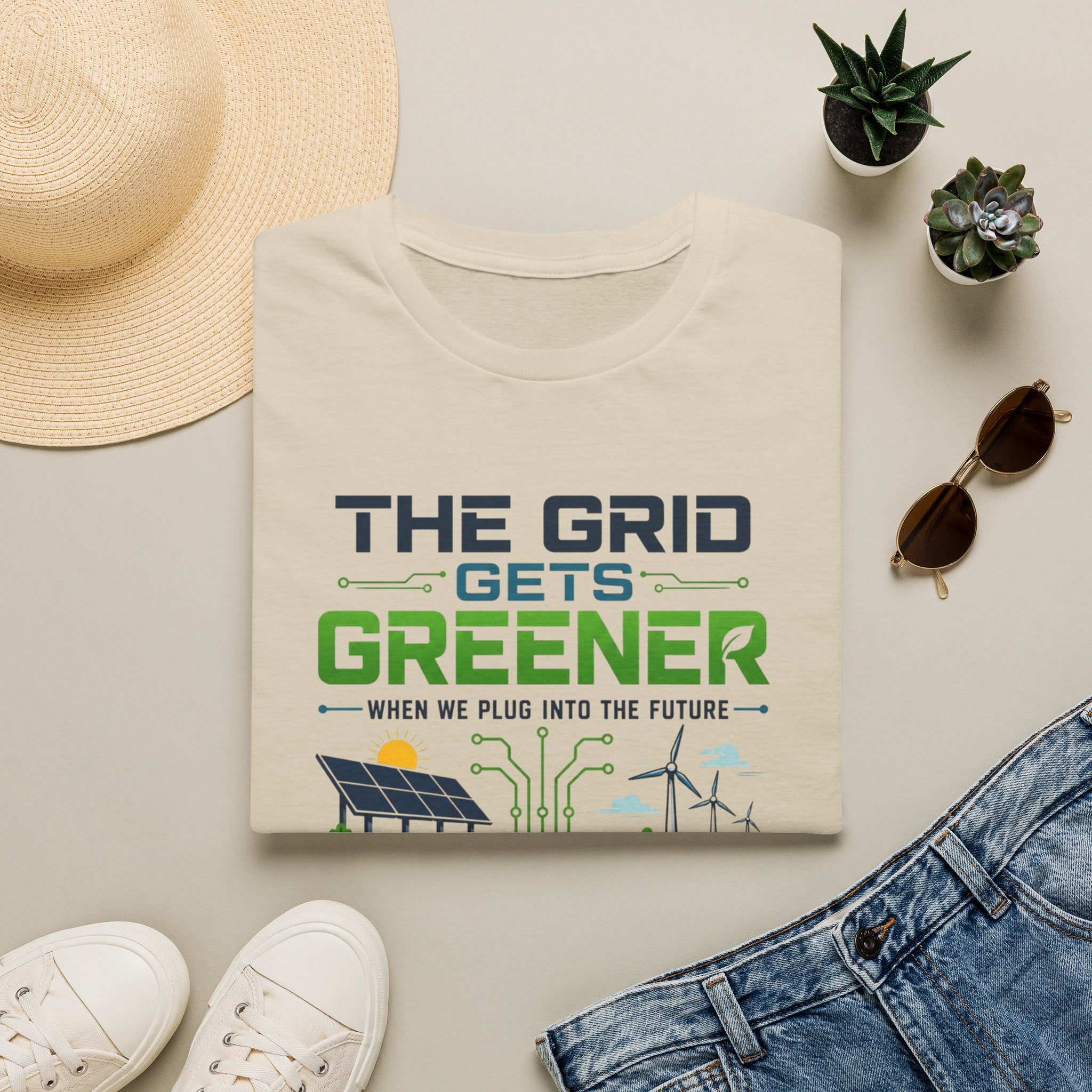 "The Grid Gets Greener" Eco Renewable Energy Tee