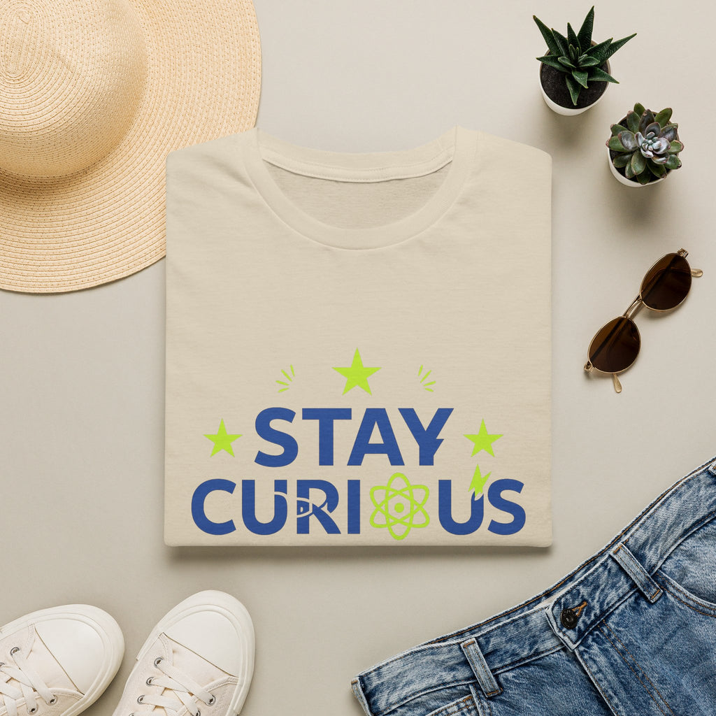 Stay Curious T-Shirt — STEM Science Tee with Atom & Stars