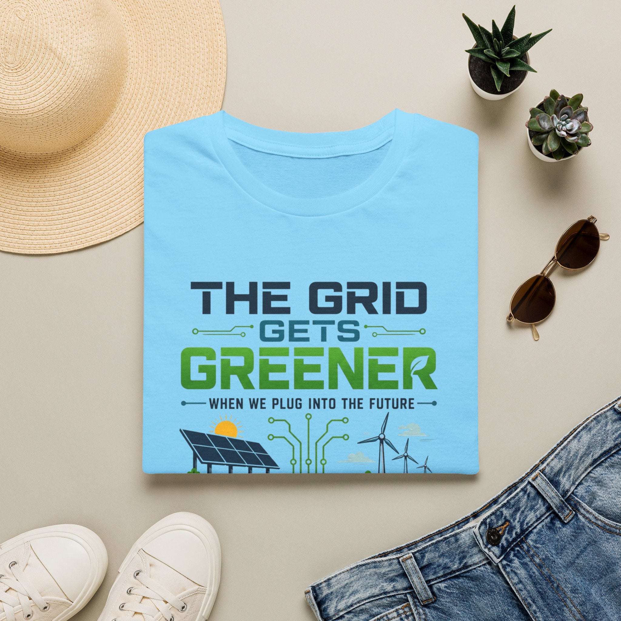 "The Grid Gets Greener" Eco Renewable Energy Tee