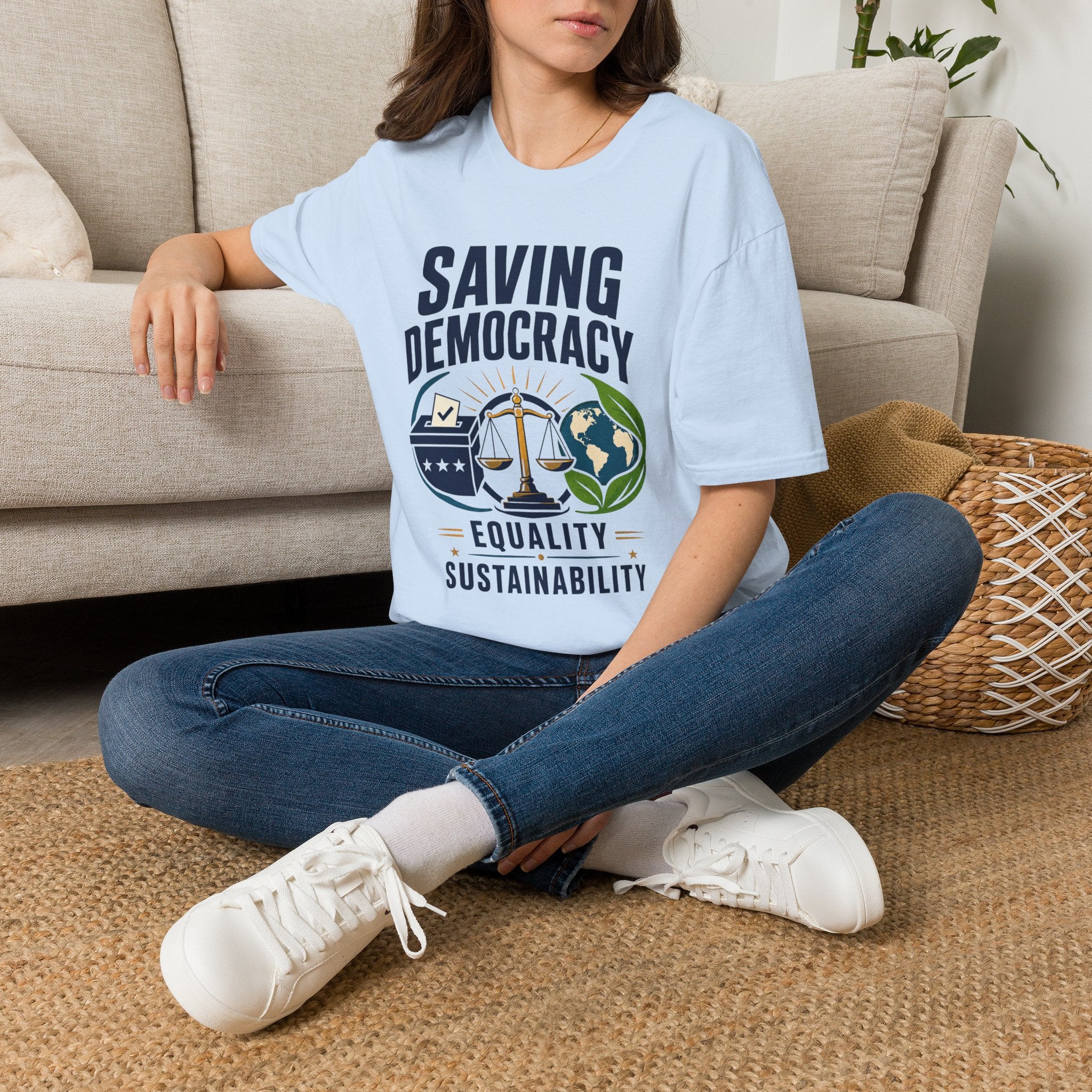 Saving Democracy T-Shirt — Equality & Sustainability Graphic Tee