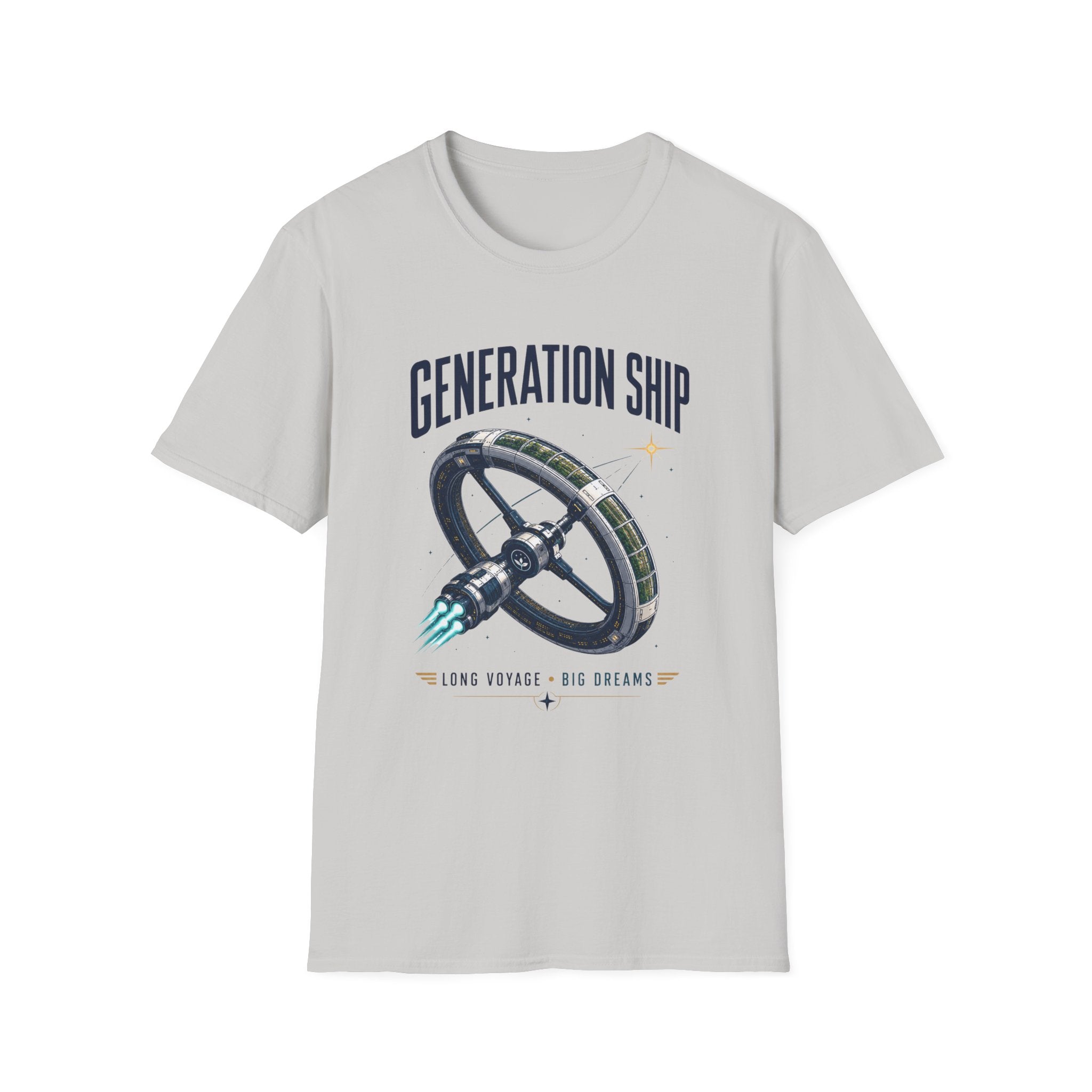 Generation Ship T-Shirt — Retro Space Wheel Sci‑Fi Tee