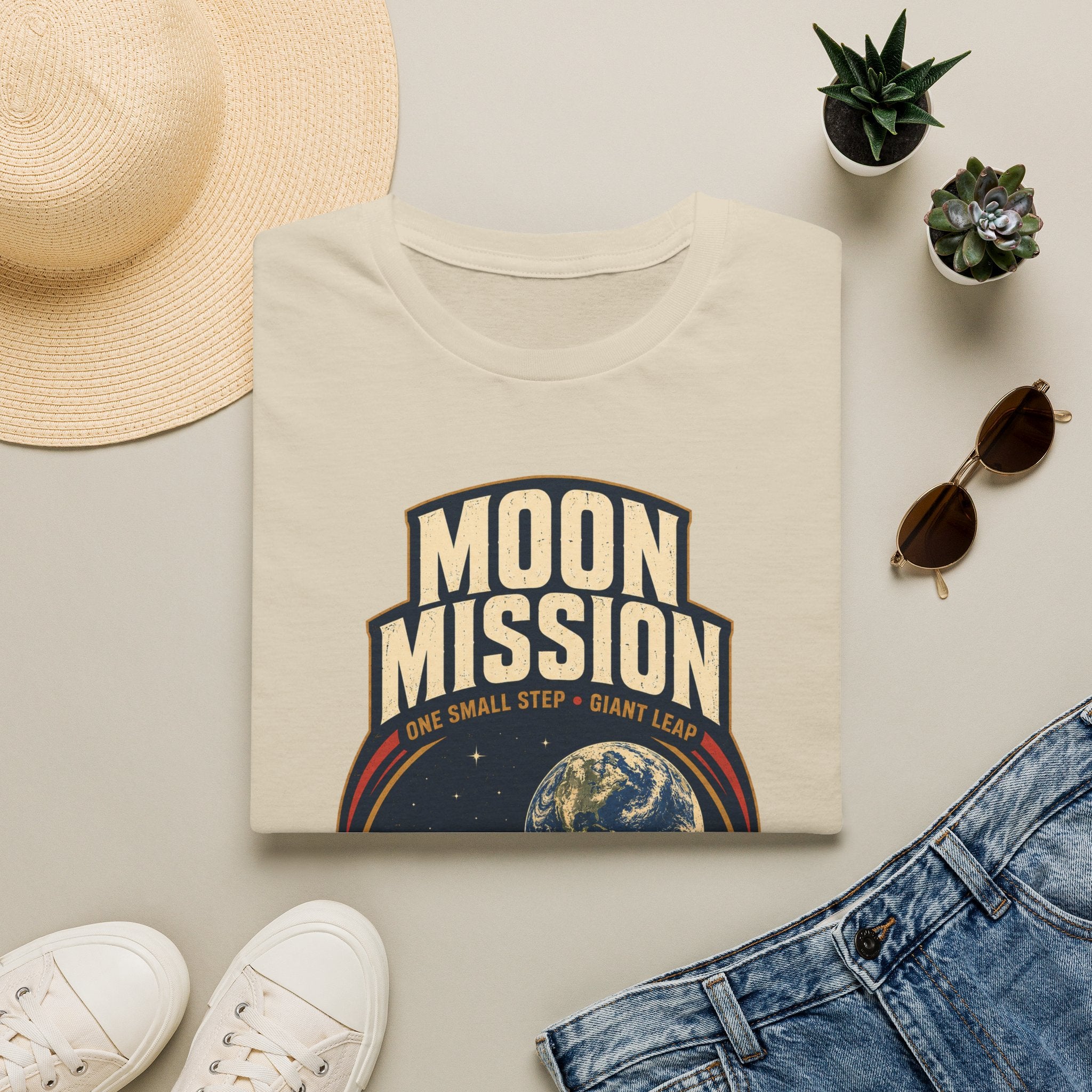 Moon Mission T‑Shirt — Retro Space Exploration Tee (“One Small Step, Giant Leap”)