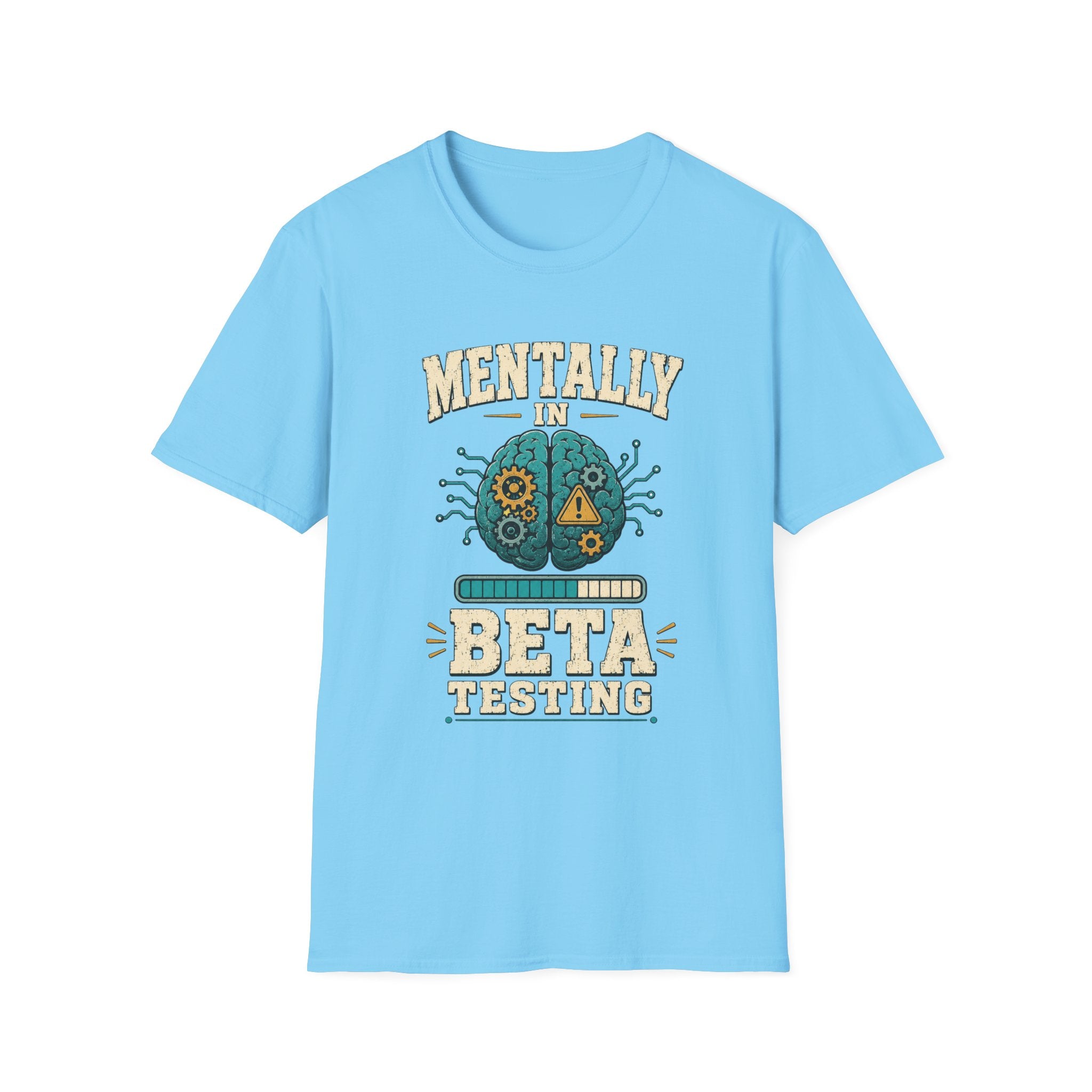 "Mentally In Beta Testing" Retro Brain Graphic Tee