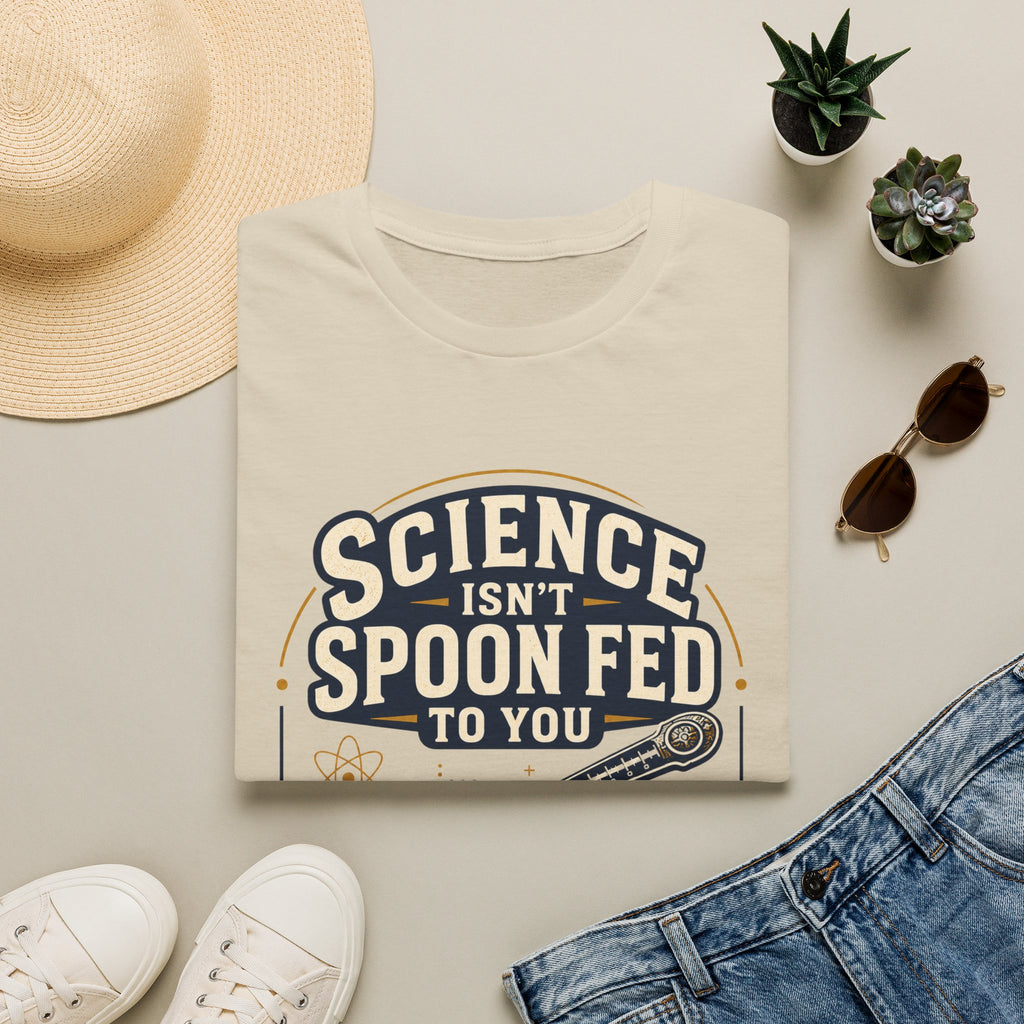 Science Isn't Spoon Fed T‑Shirt — Funny Science Quote Tee for Students & Teachers