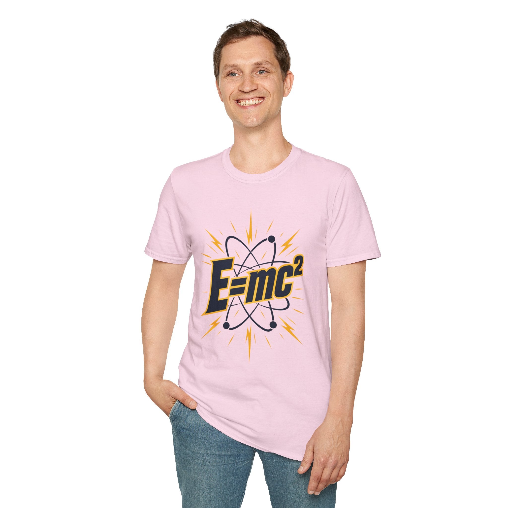 E=mc Atom Graphic T-Shirt — Retro Science Tee for Physics Lovers