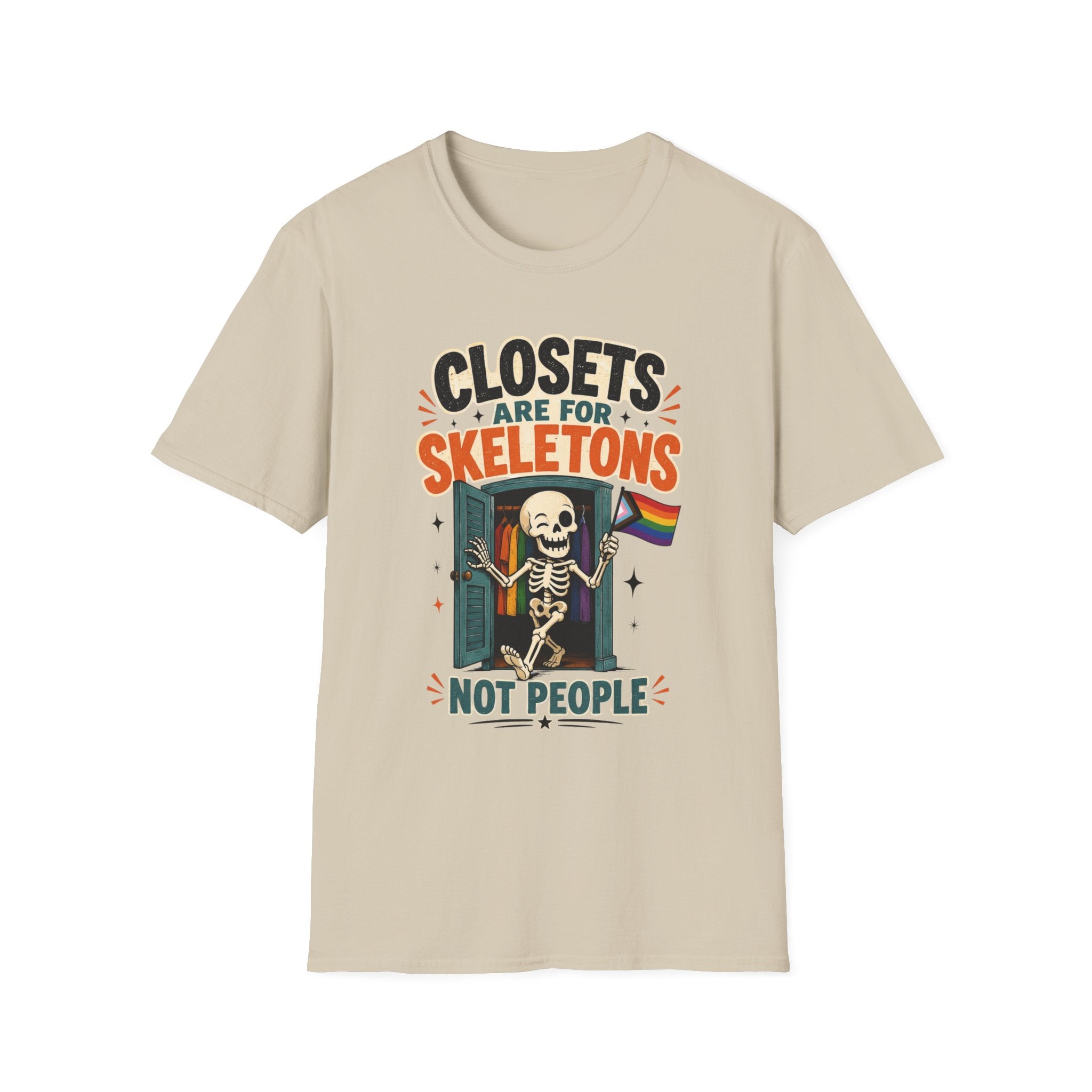 "Closets Are for Skeletons, Not People" Pride Graphic Tee