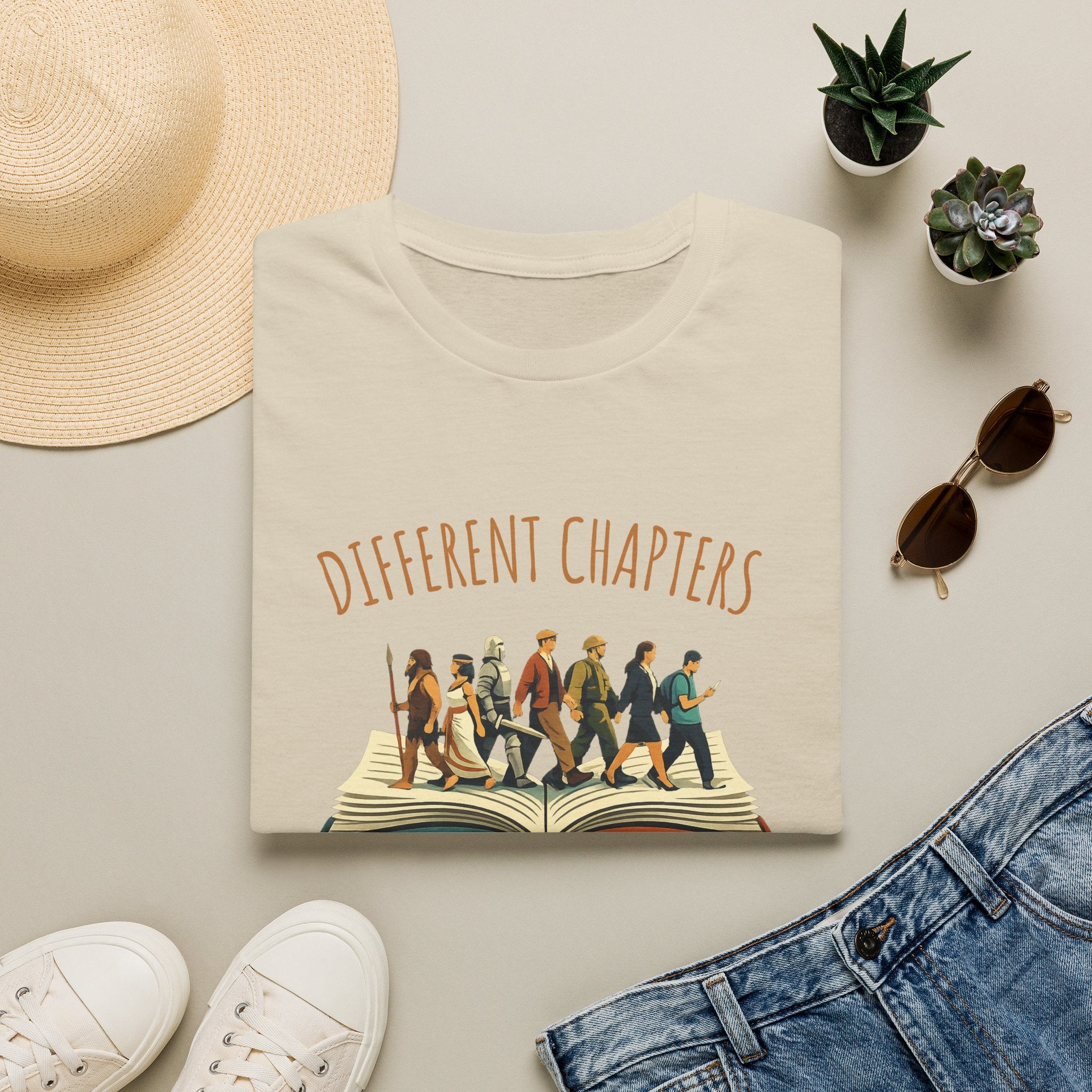 Different Chapters Same Book T-Shirt — Inspirational Reading & Life Journey Tee