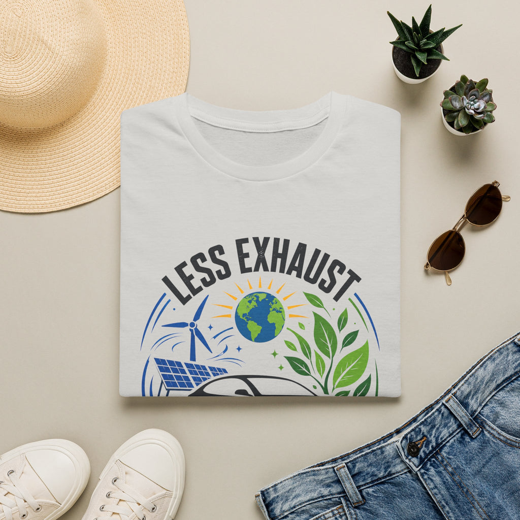 Eco-Friendly Tee — "Less Exhaust, More Earth" Environmental Graphic Shirt