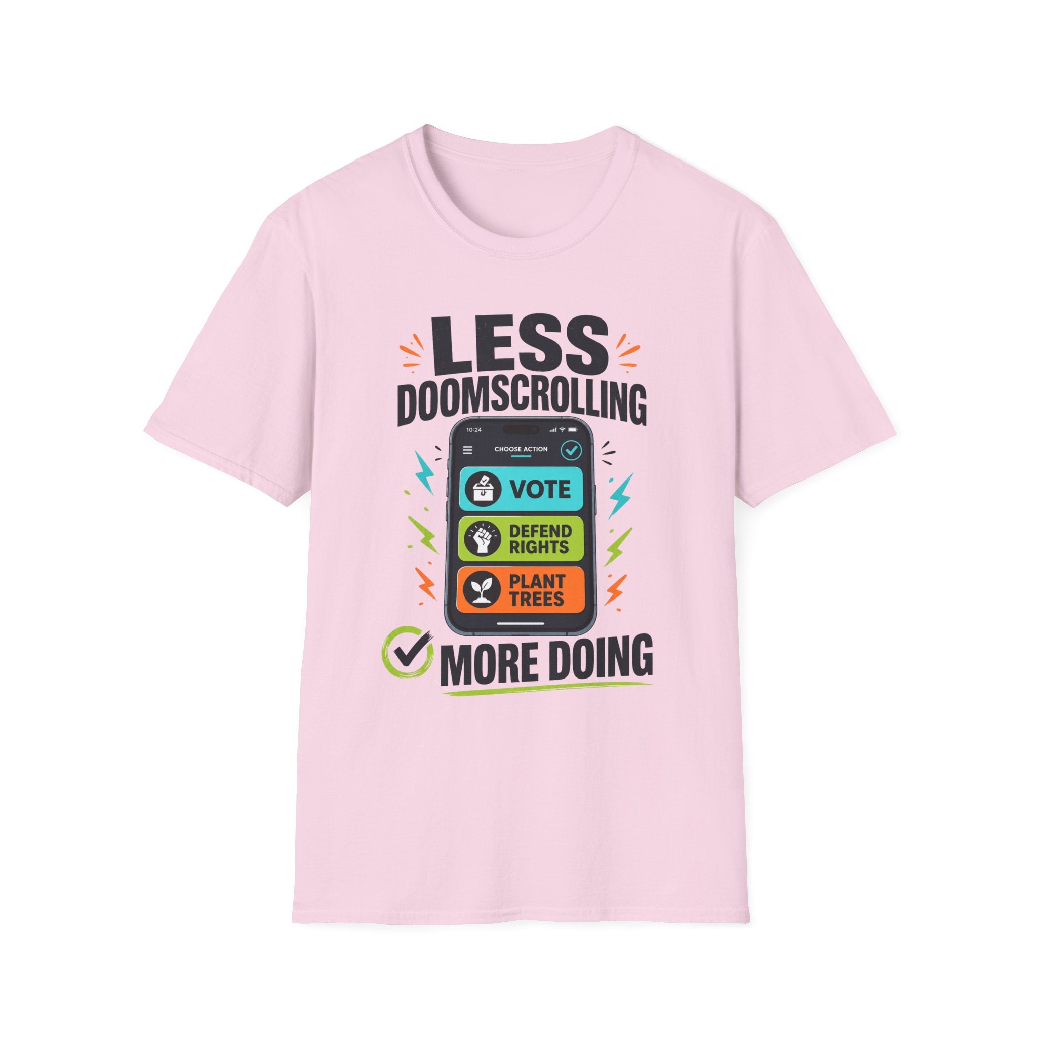 "Less Doomscrolling, More Doing" Motivational Graphic Tee