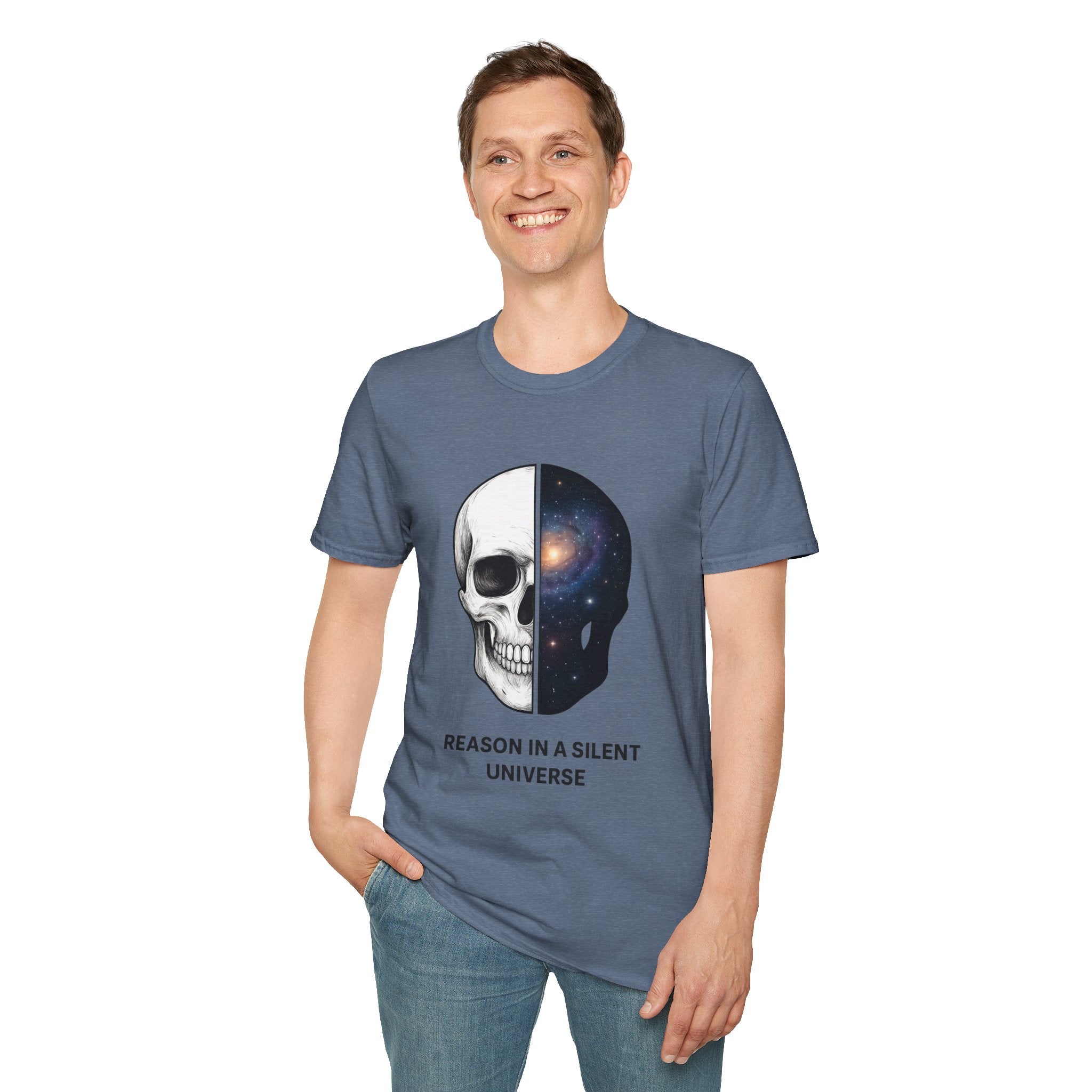Skull & Galaxy T-Shirt — "Reason in a Silent Universe" Graphic Tee