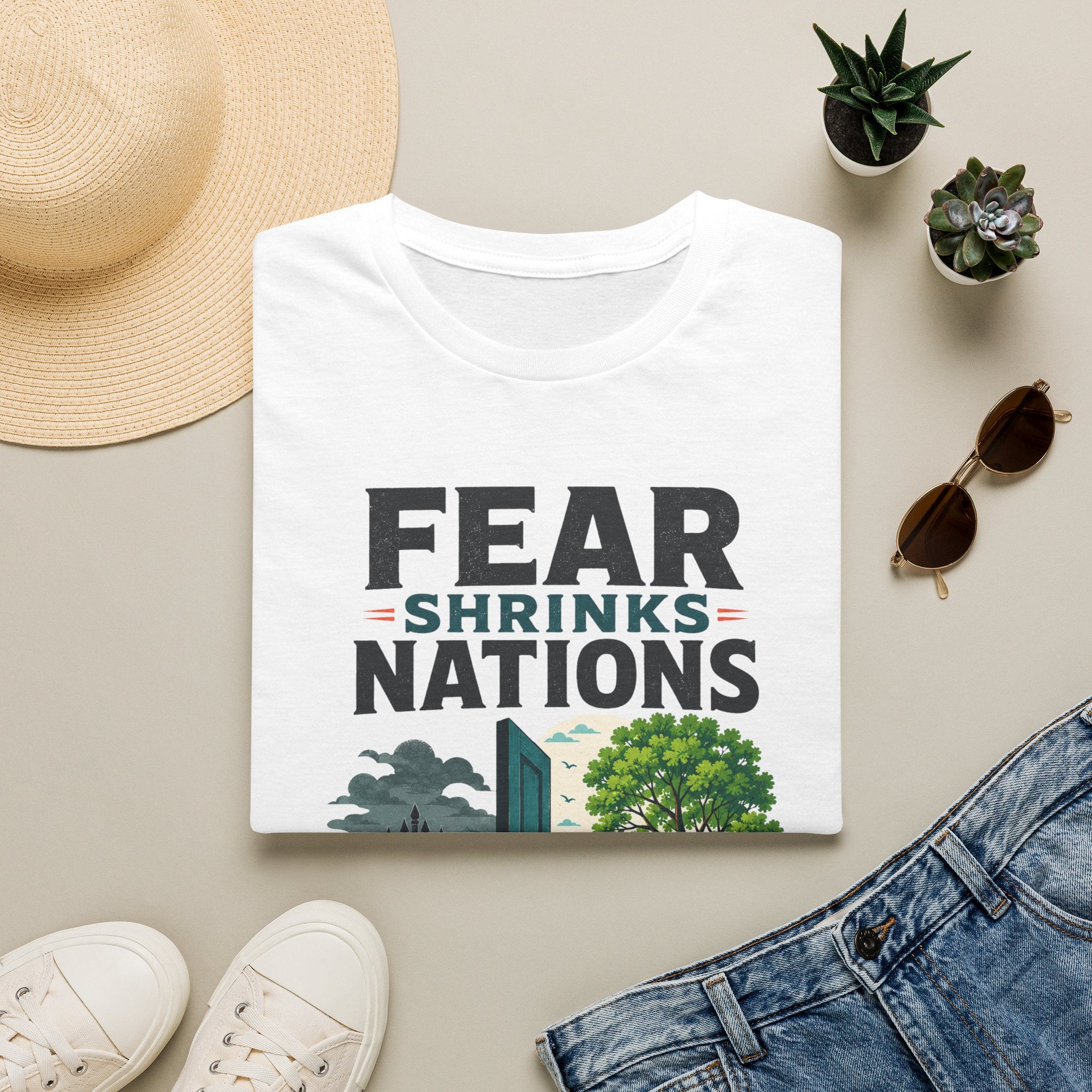 Fear Shrinks Nations T-Shirt — Inspirational “People Grow Them” Graphic Tee